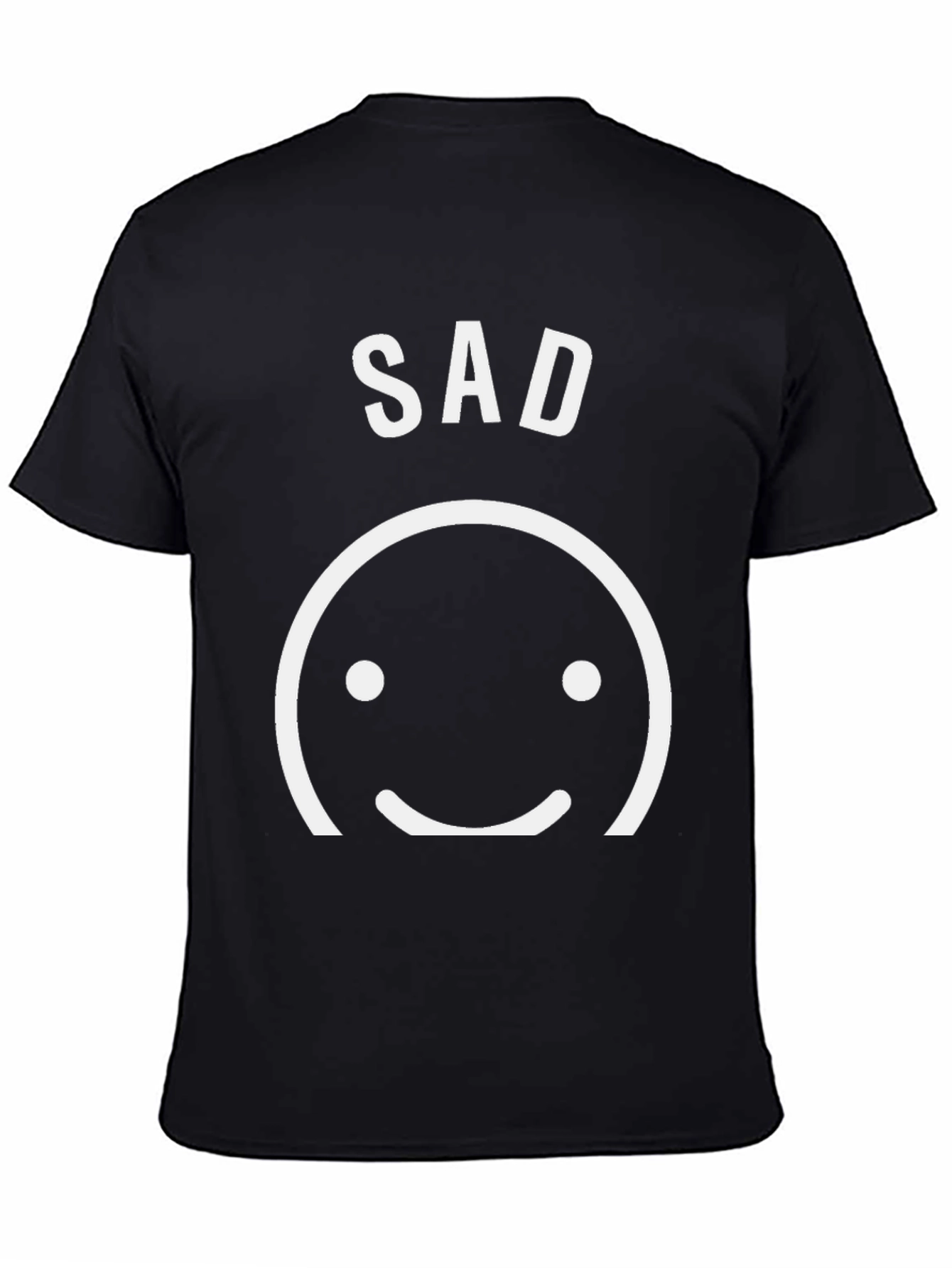 Black Sad Face Graphic Tee - Unisex Black Cotton T-Shirt view 4