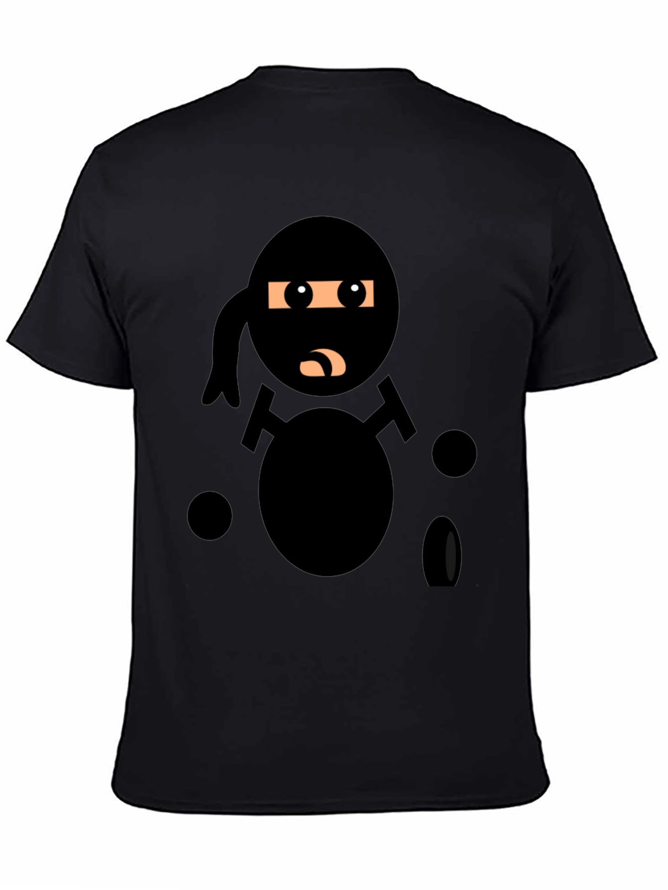 Black Ninja Cartoon Black T-Shirt view 4