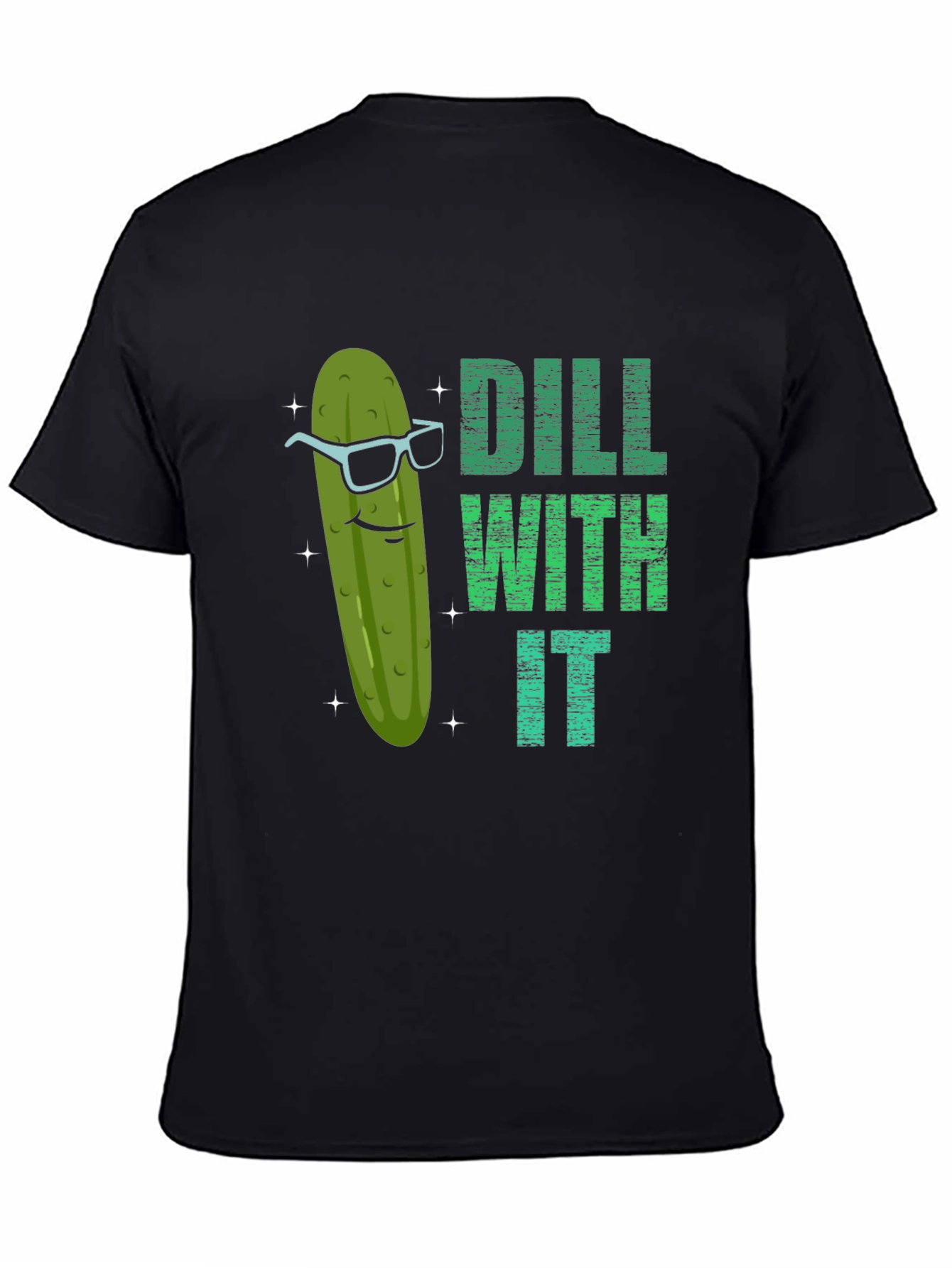 Black Dill With It Funny Pickle Graphic T-Shirt view 4