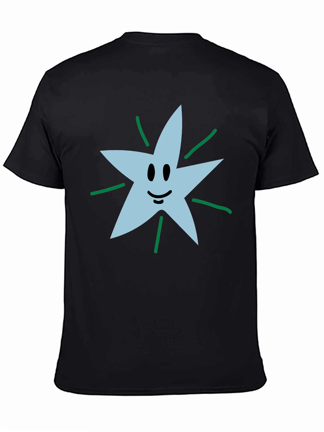 Black Smiling Star Graphic Tee - Soft Cotton Blend view 4