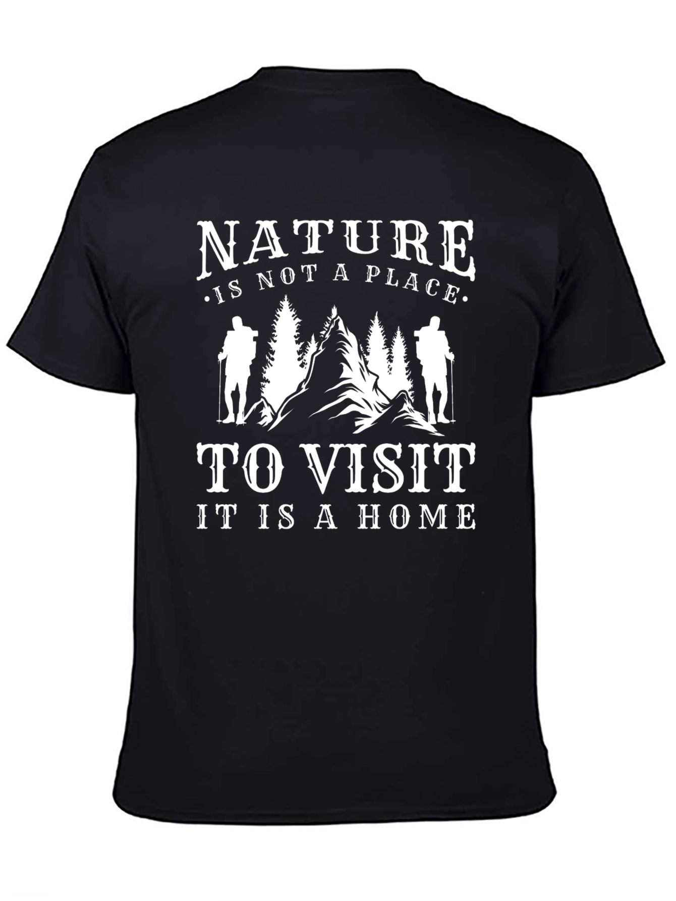 Black Nature Is Home Graphic Tee - Black Casual T-Shirt view 4