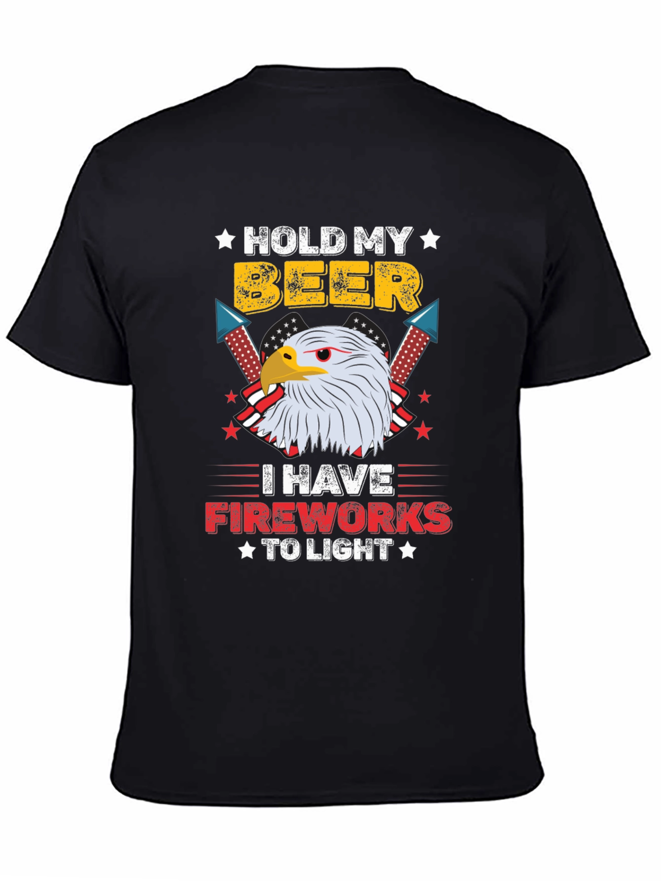 Black Hold My Beer I Have Fireworks To Light T-Shirt view 4