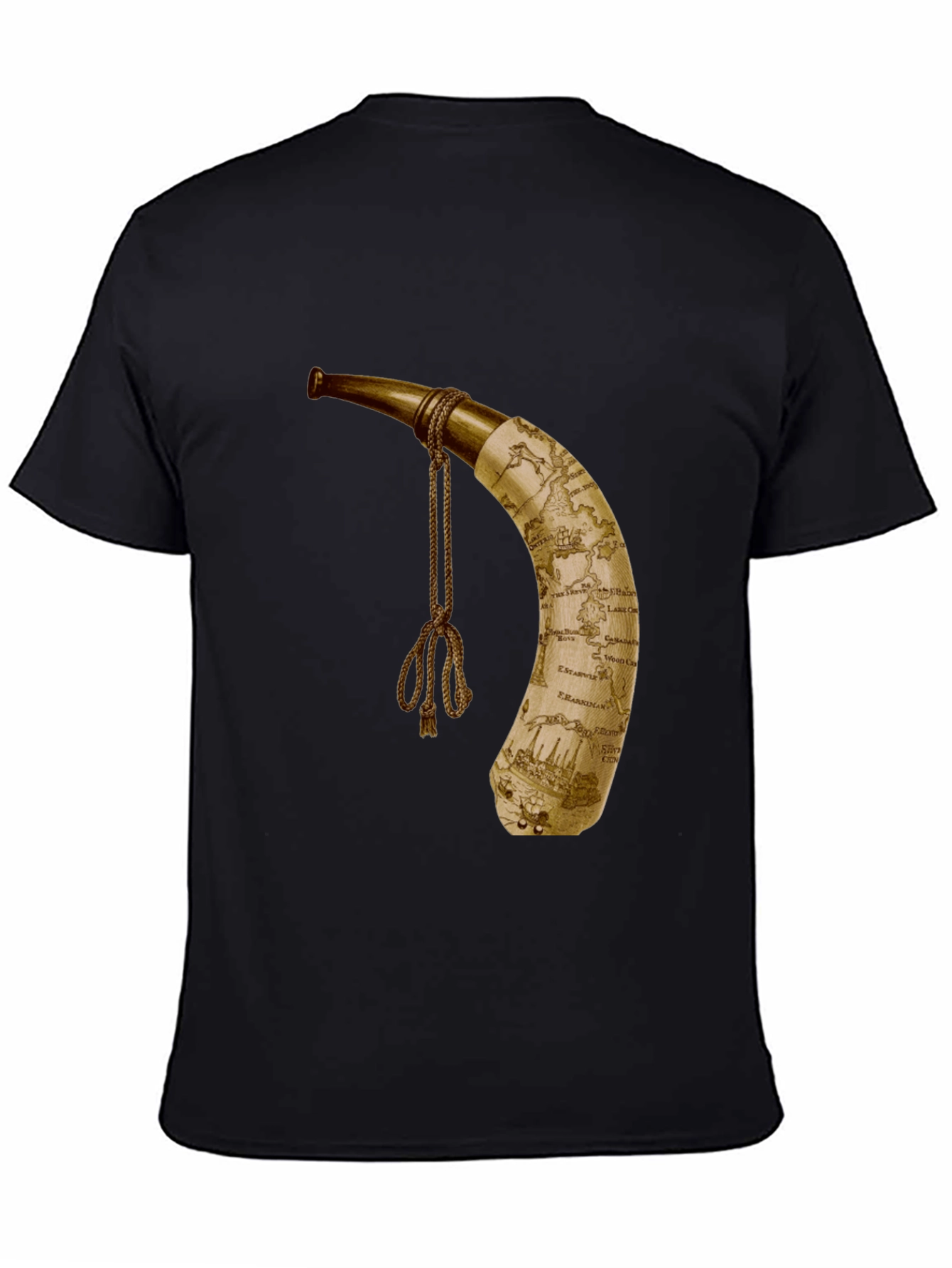 Black Antique Map Horn Graphic Tee - Stylish Adventure Apparel view 4
