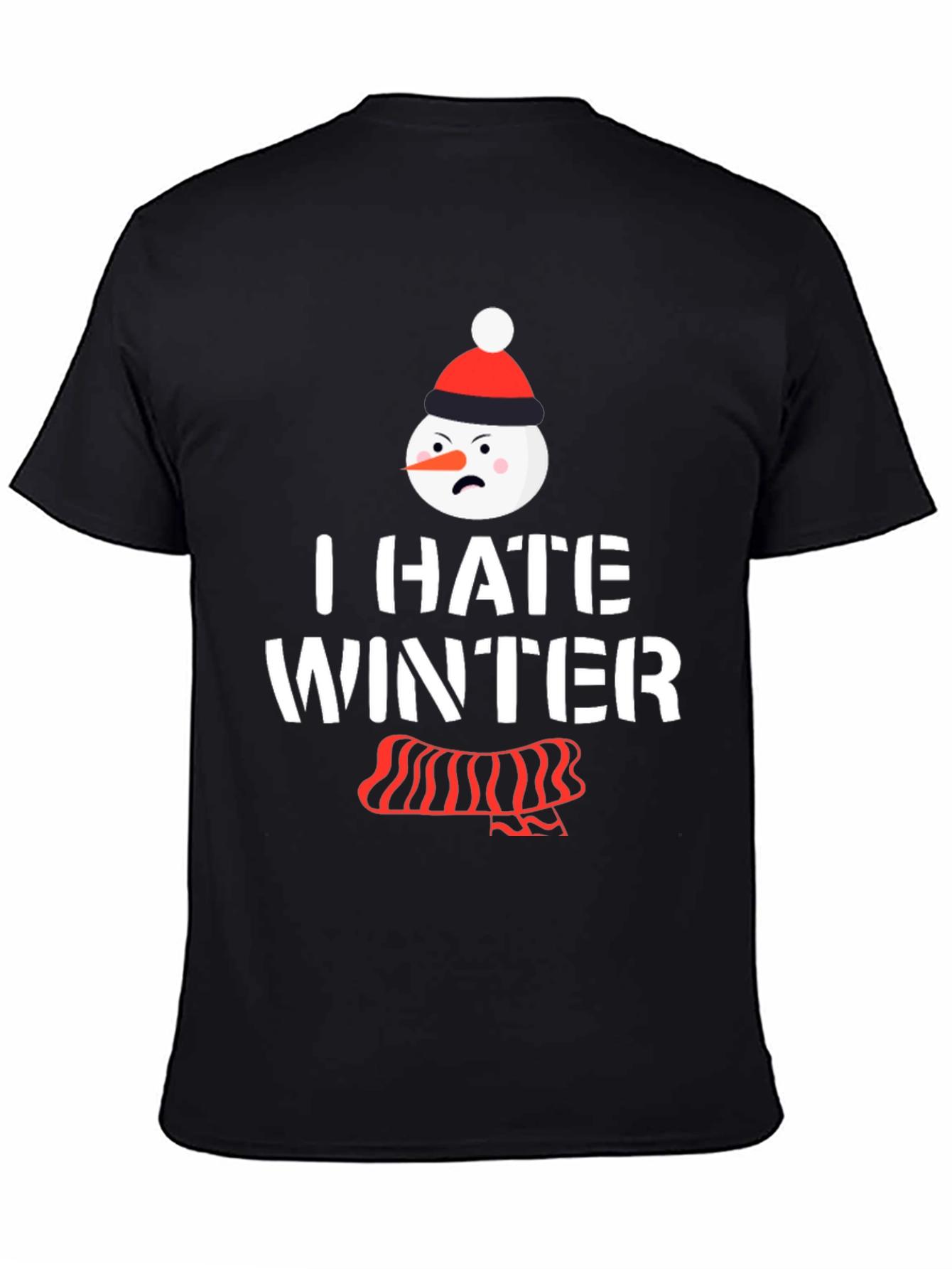Black I Hate Winter T-Shirt, Funny Snowman Tee view 4