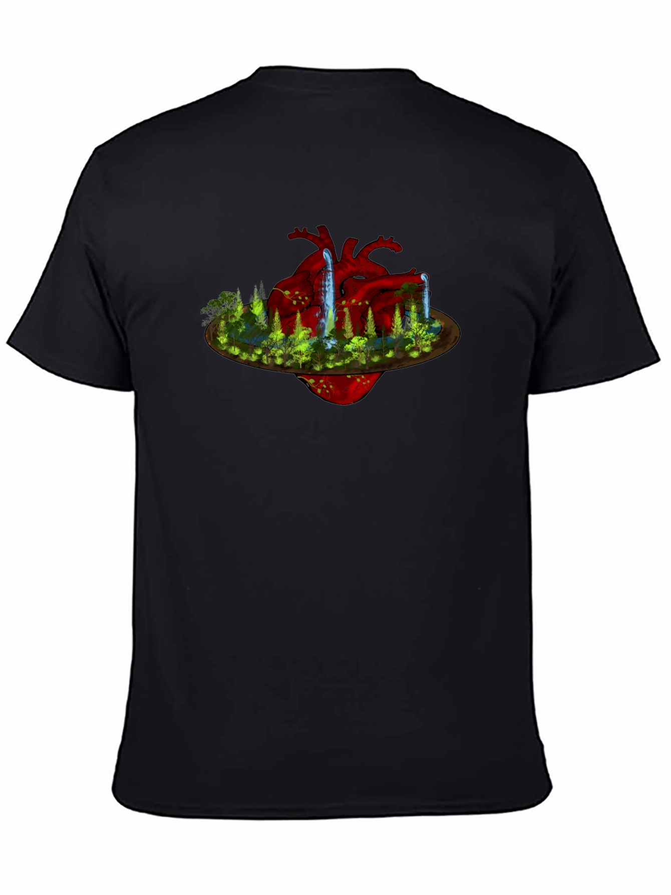 Black Surreal Heart Landscape Black T-Shirt view 4