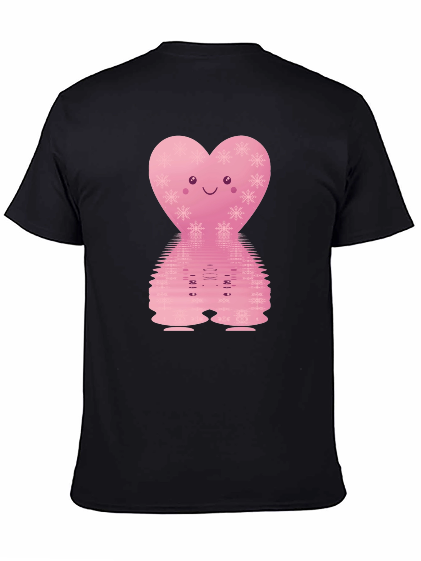 Black Cute Pink Heart Graphic Tee view 4