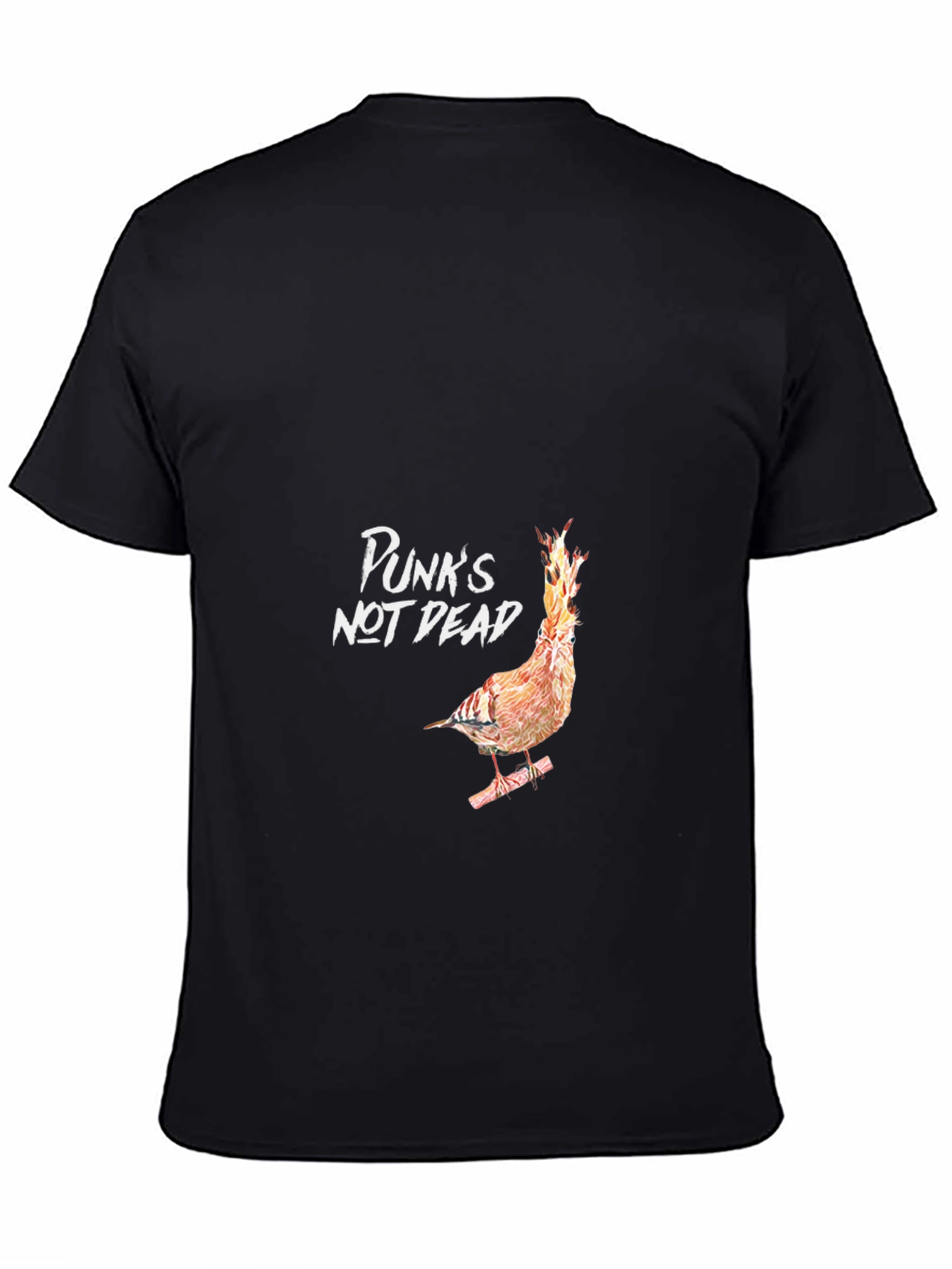 Black Punk's Not Dead T-Shirt - Bird on Fire Graphic Tee view 4