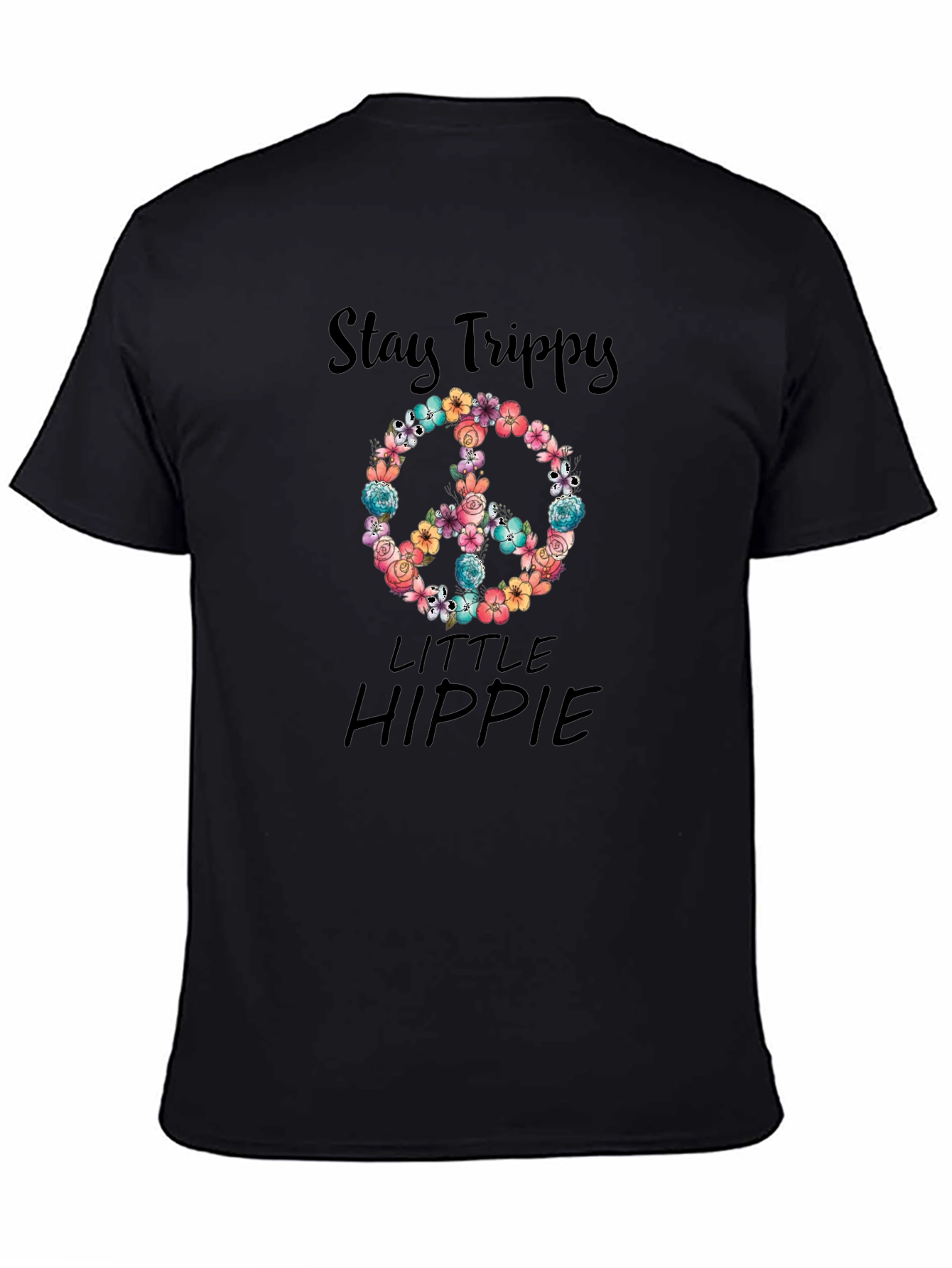 Black Stay Trippy Little Hippie Graphic Tee view 4