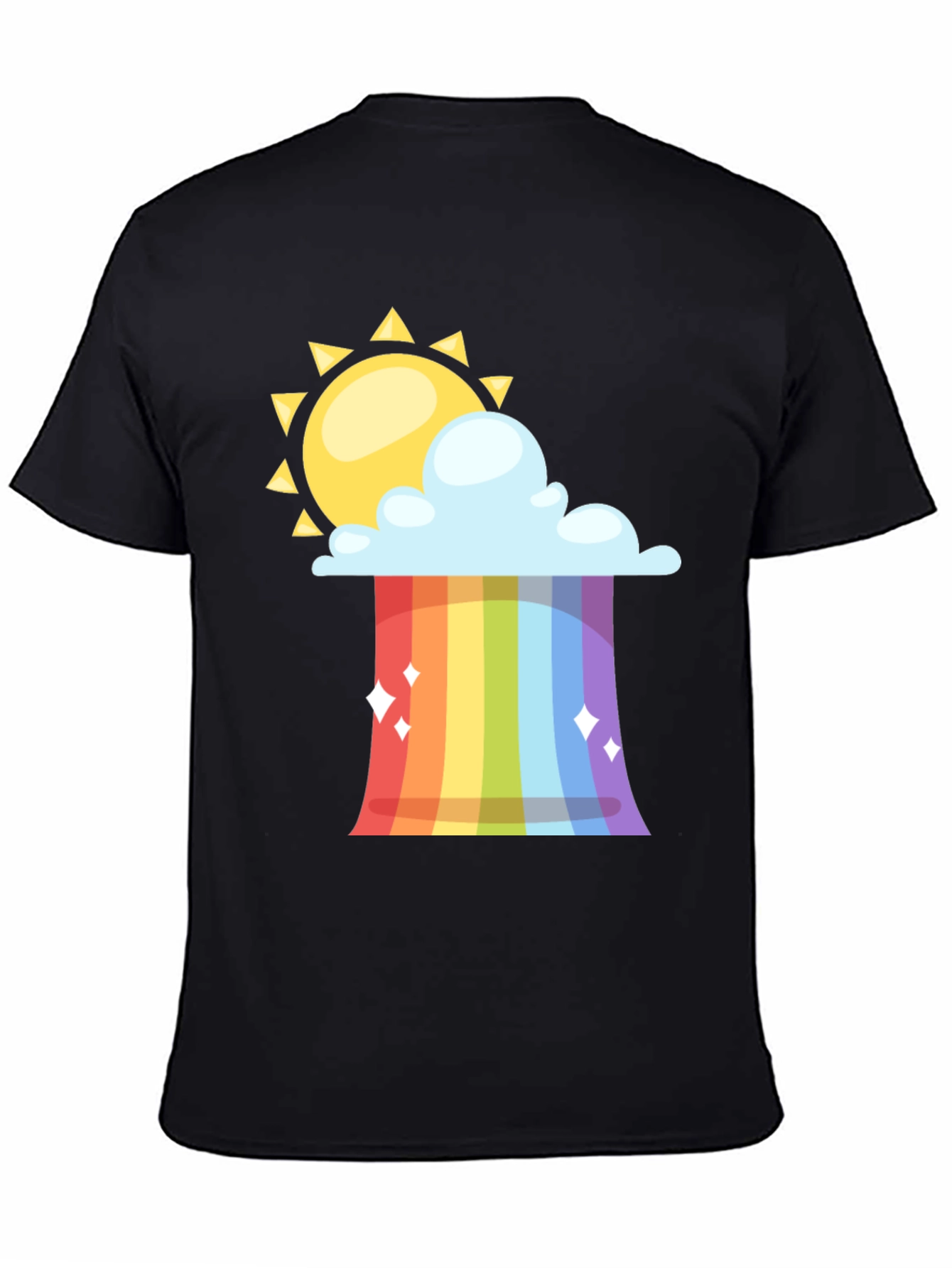 Black Rainbow Cloud & Sun Graphic Tee - Black view 4
