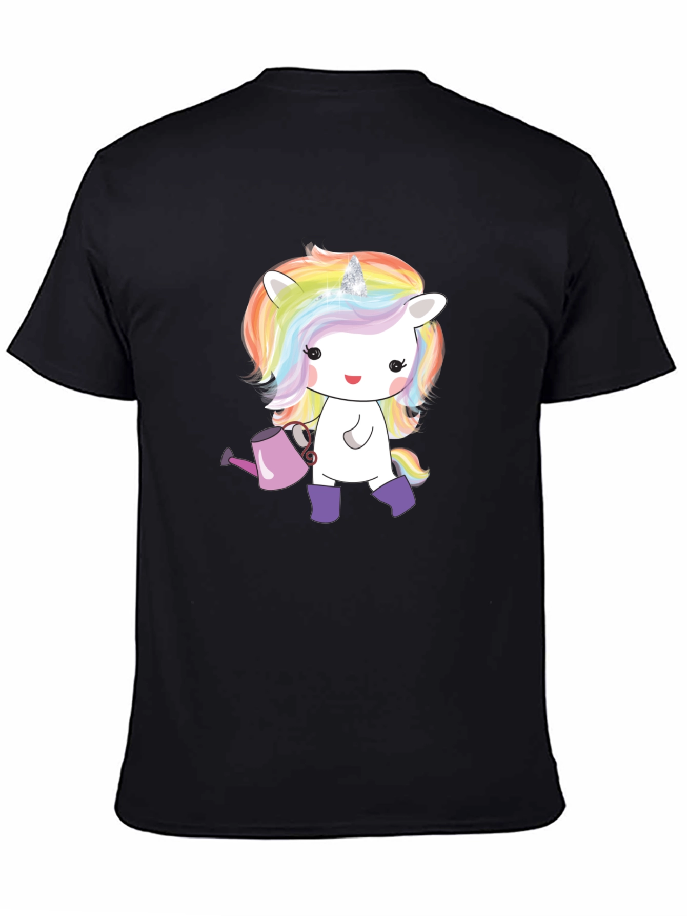 Black Unicorn Graphic Tee - Whimsical Black T-Shirt view 4