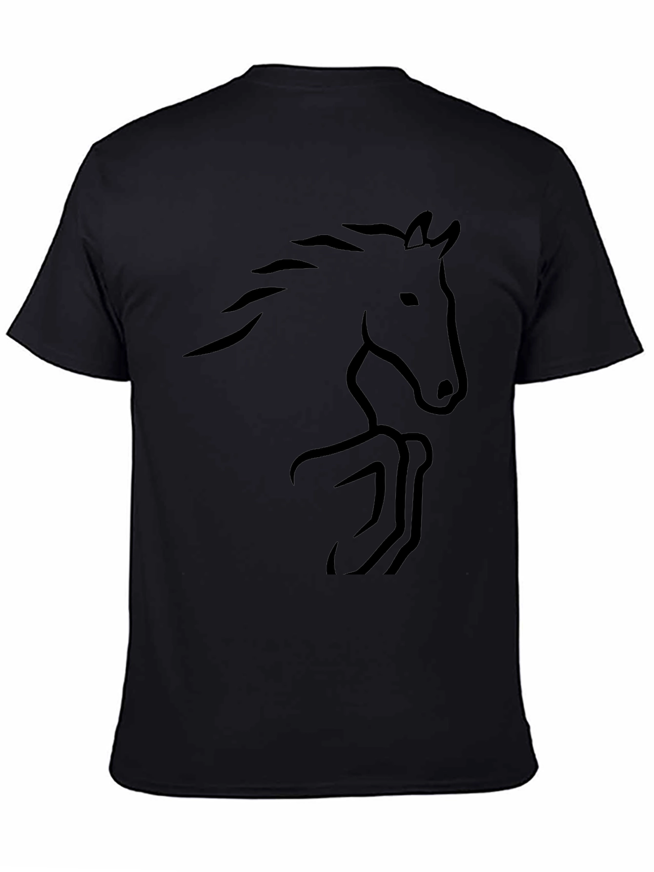 Black Equestrian Tee - Minimalist Horse T-Shirt in Black view 4