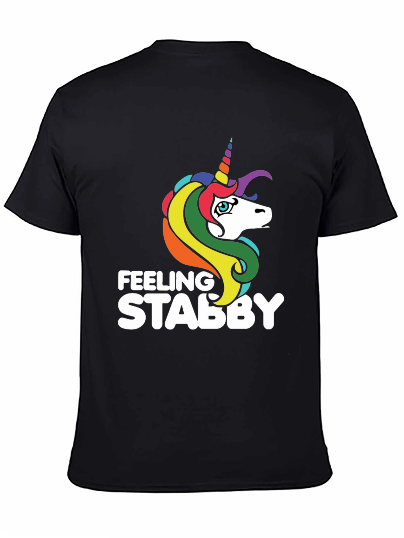 Black Feeling Stabby Unicorn Black T-Shirt view 4