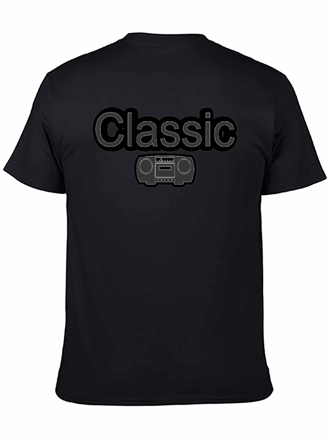 Black Classic Boombox Graphic Tee - Retro Style T-Shirt view 4