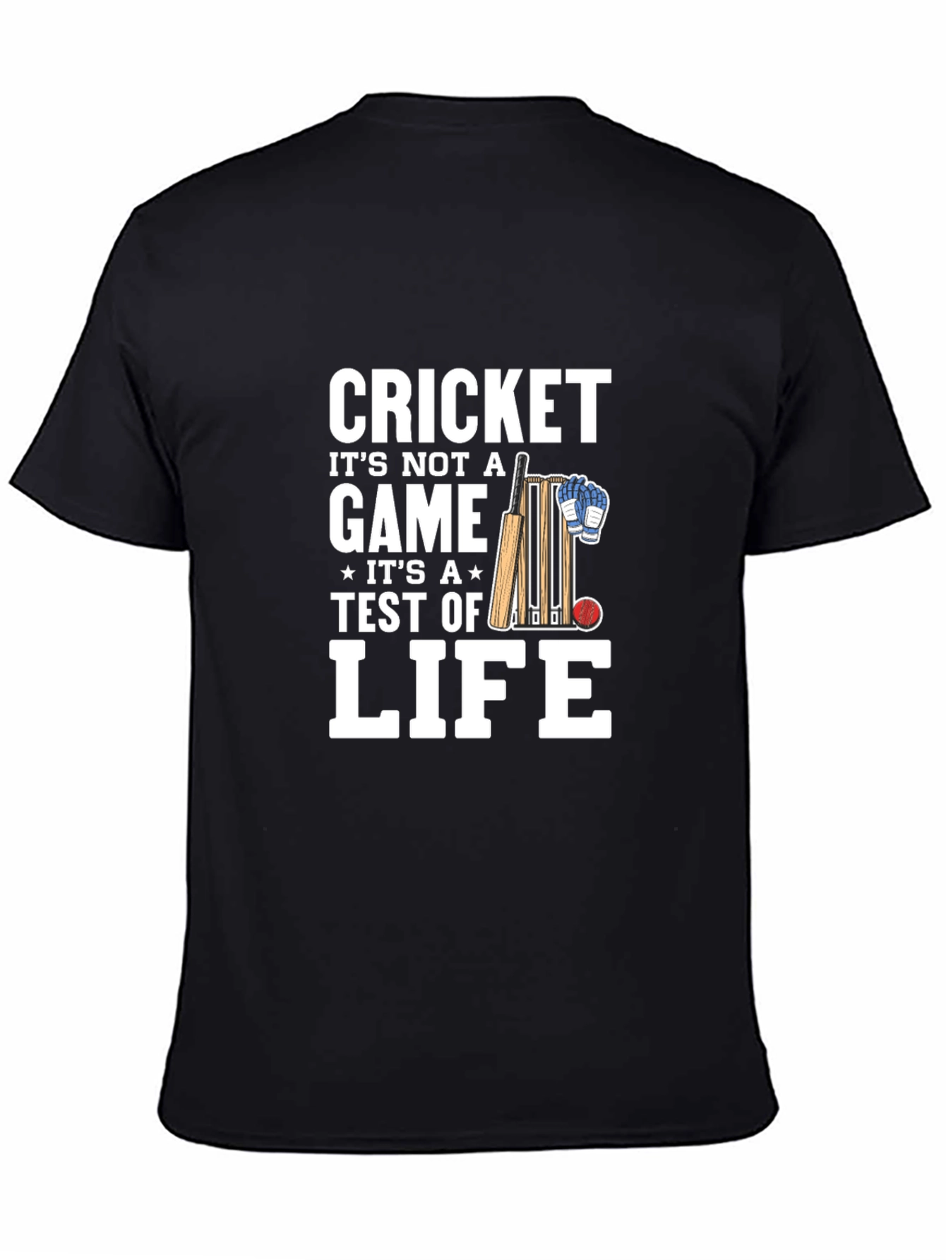 Black Cricket is Life Men's Black T-Shirt view 4