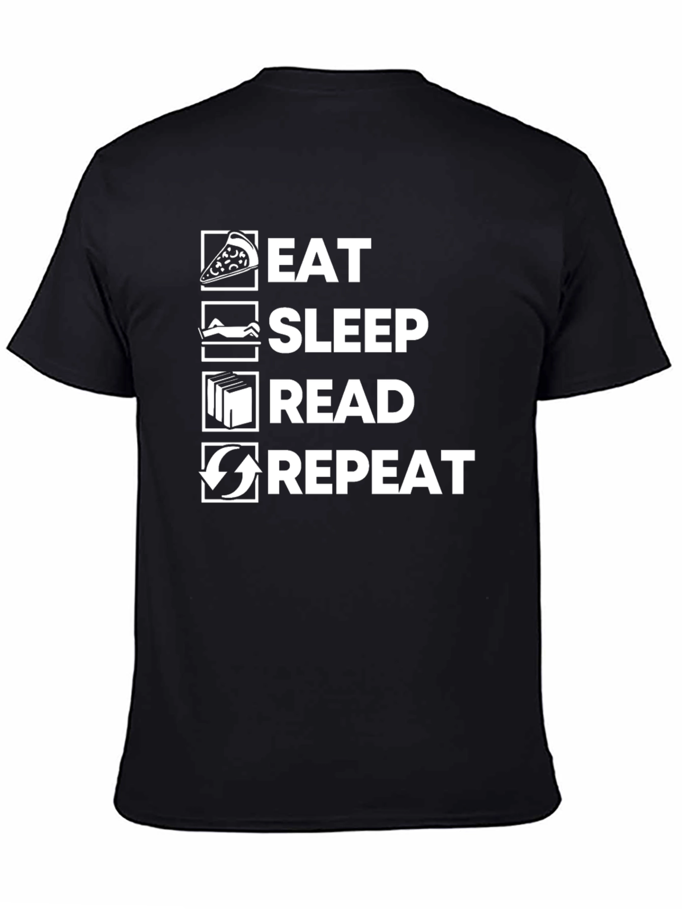 Black Eat Sleep Read Repeat Funny T-Shirt view 4