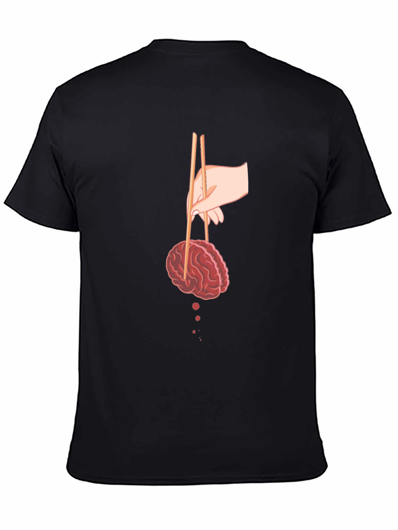 Black Brain Chopsticks Graphic Tee - Quirky and Unique view 4