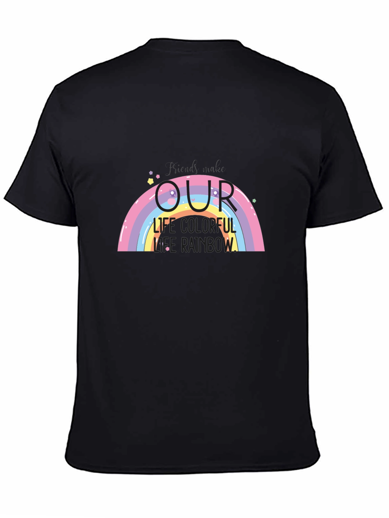Black Rainbow Life Colorful Graphic T-Shirt view 4