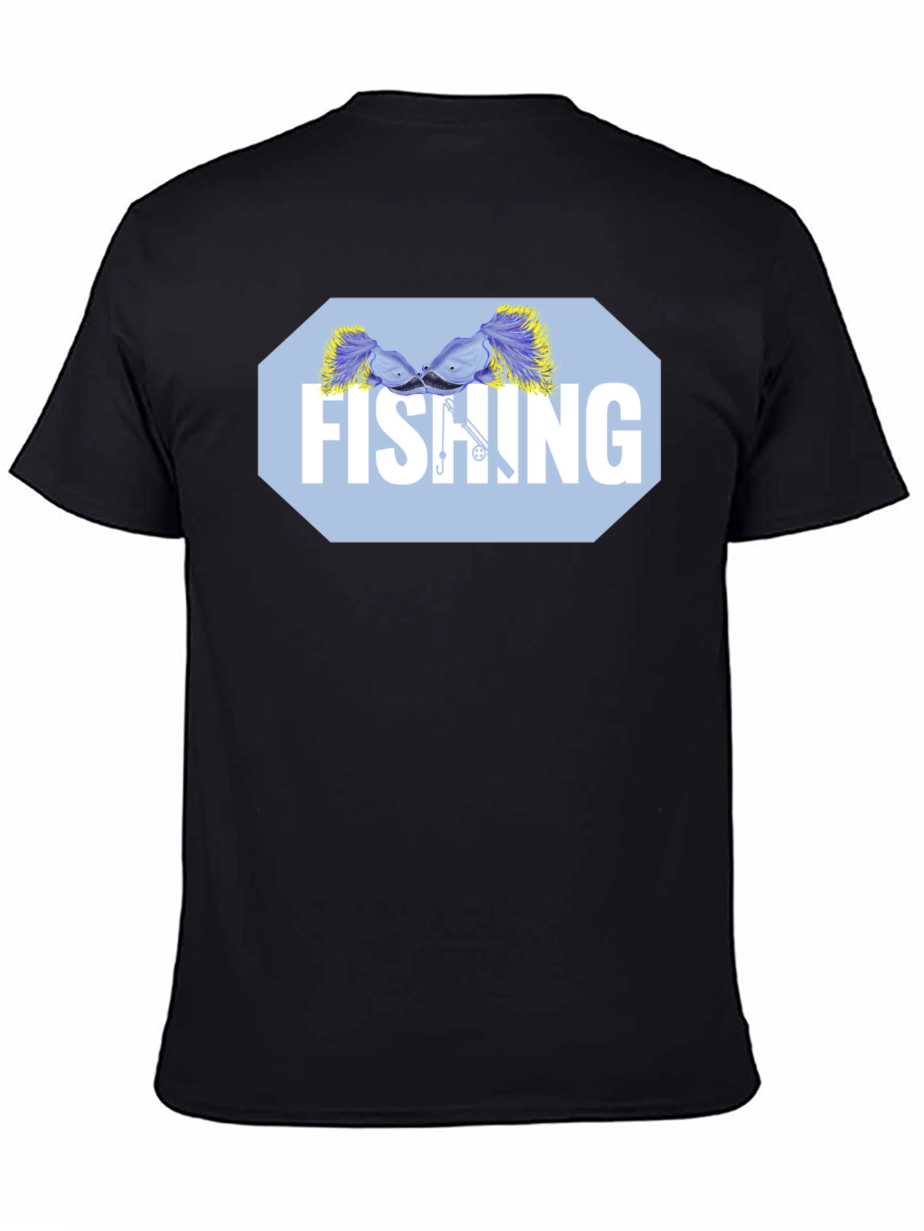 Black Fishing Lure Graphic Tee - Black Cotton Blend Shirt view 4
