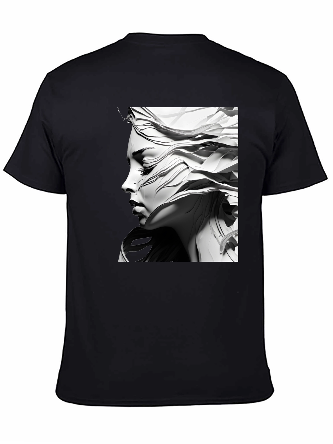 Black Abstract Woman Graphic Tee - Modern Art T-Shirt view 4