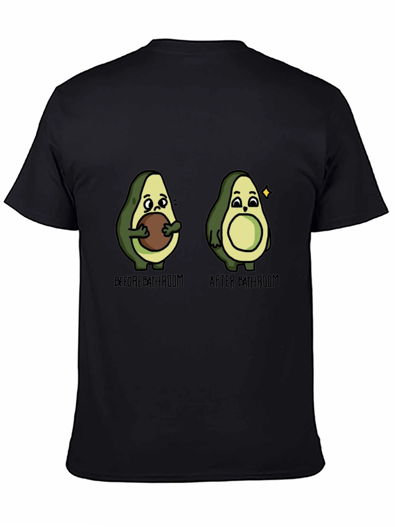 Black Avocado Before & After Bathroom Humor T-Shirt view 4