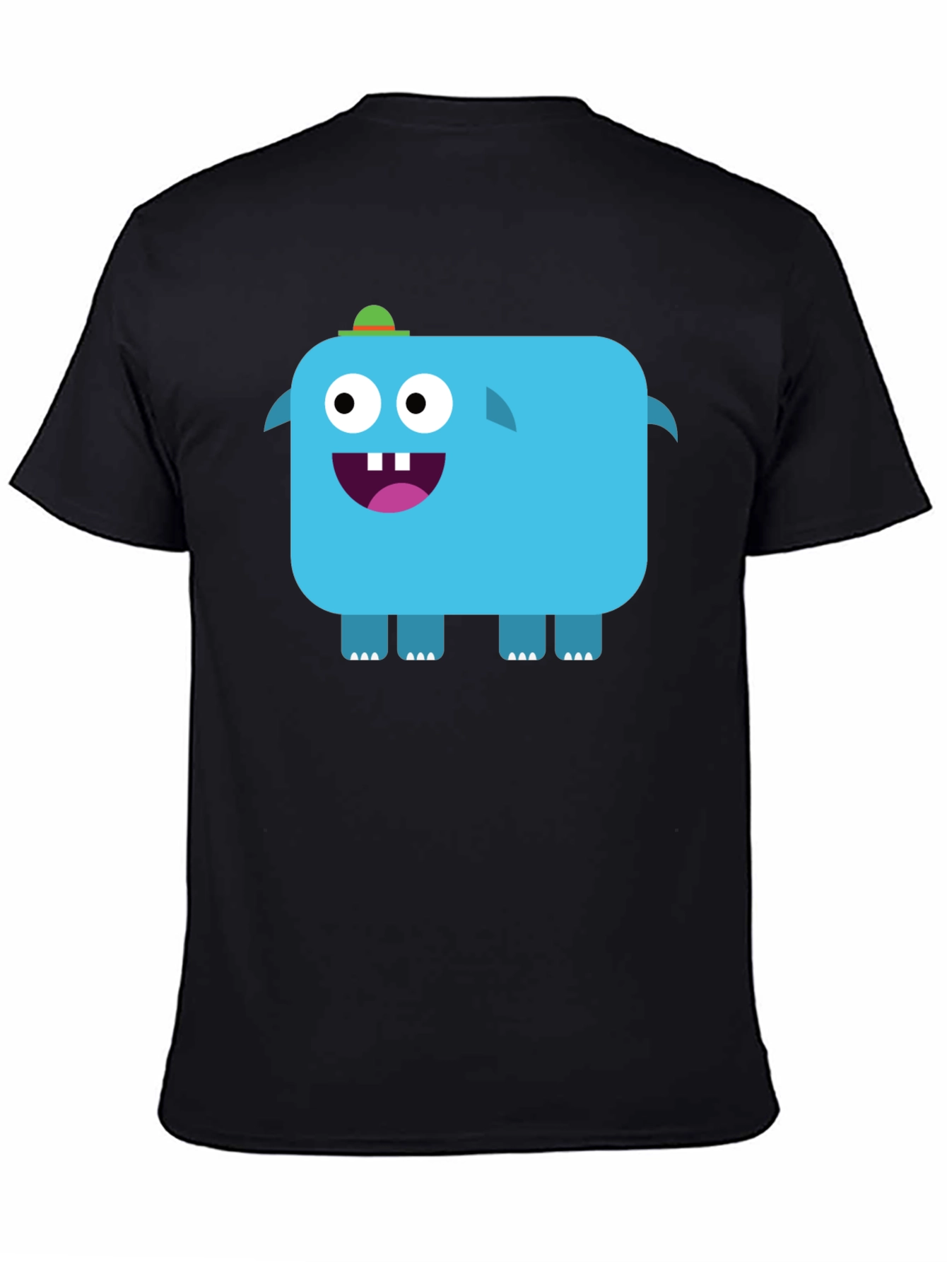 Black Funky Blue Monster Graphic Tee - Black Unisex T-Shirt view 4