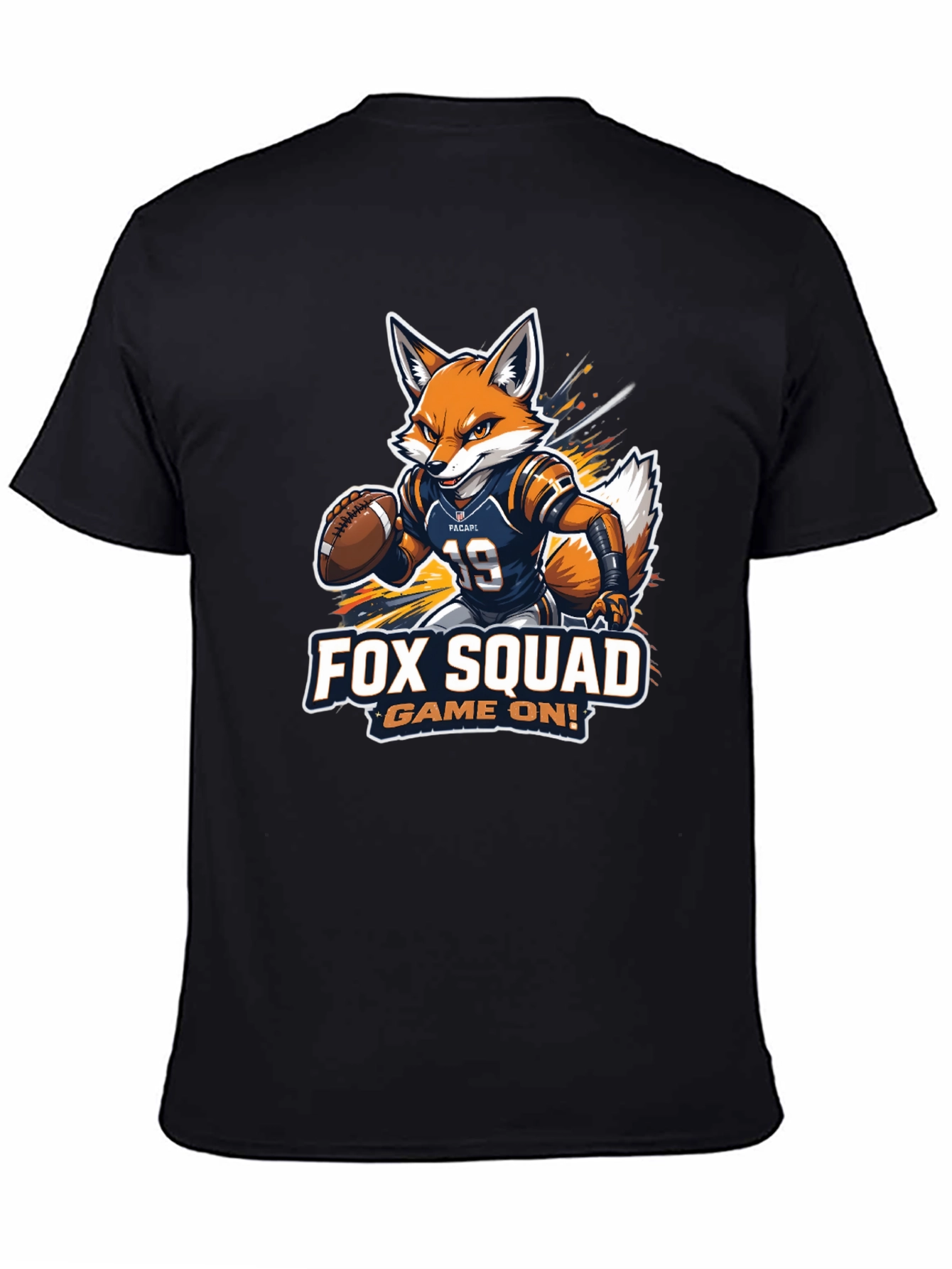 Black Fox Squad Football Game On! Black T-Shirt view 4