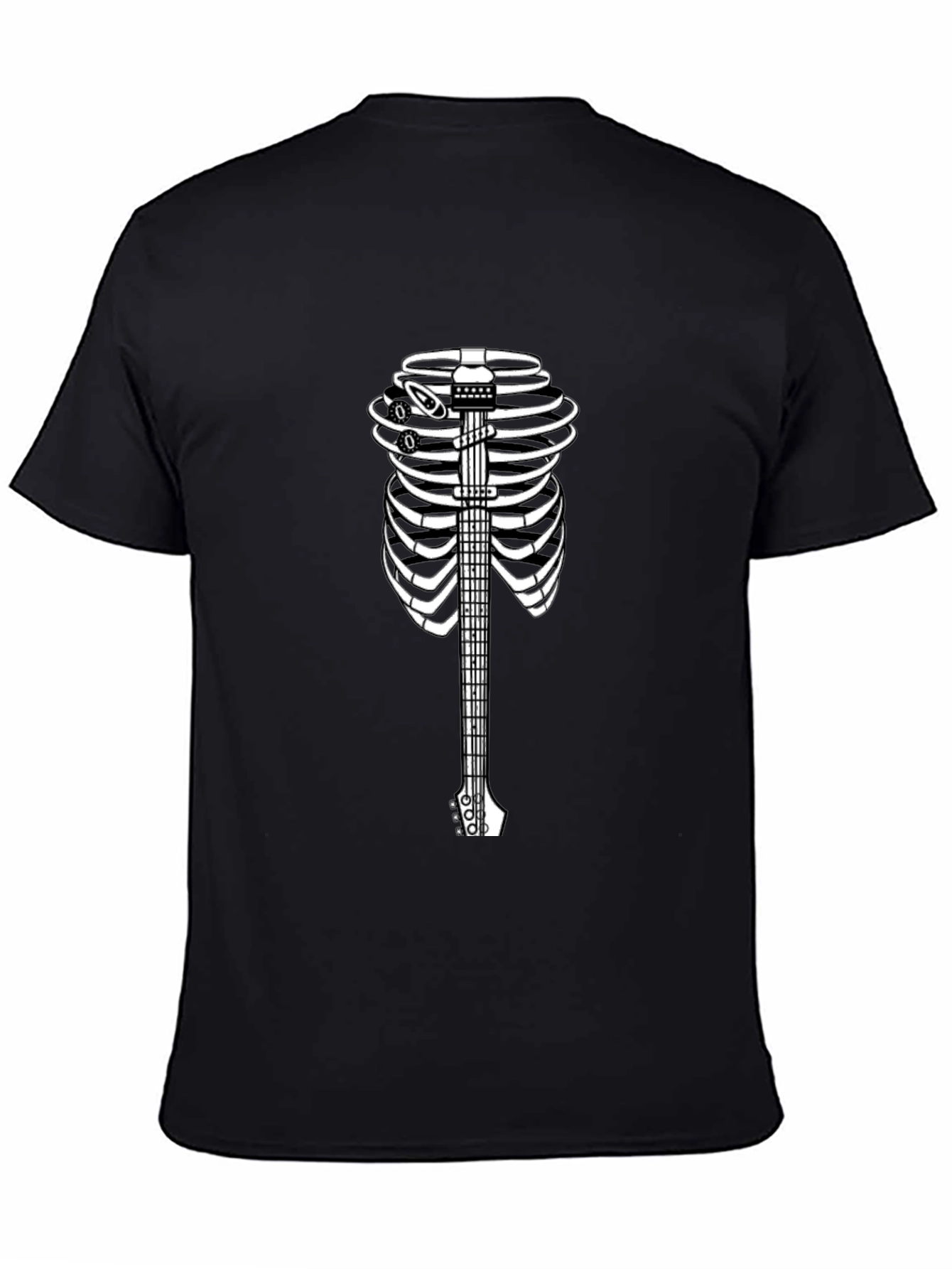 Black Guitar Ribcage Graphic Tee - Rock Music Fashion view 4