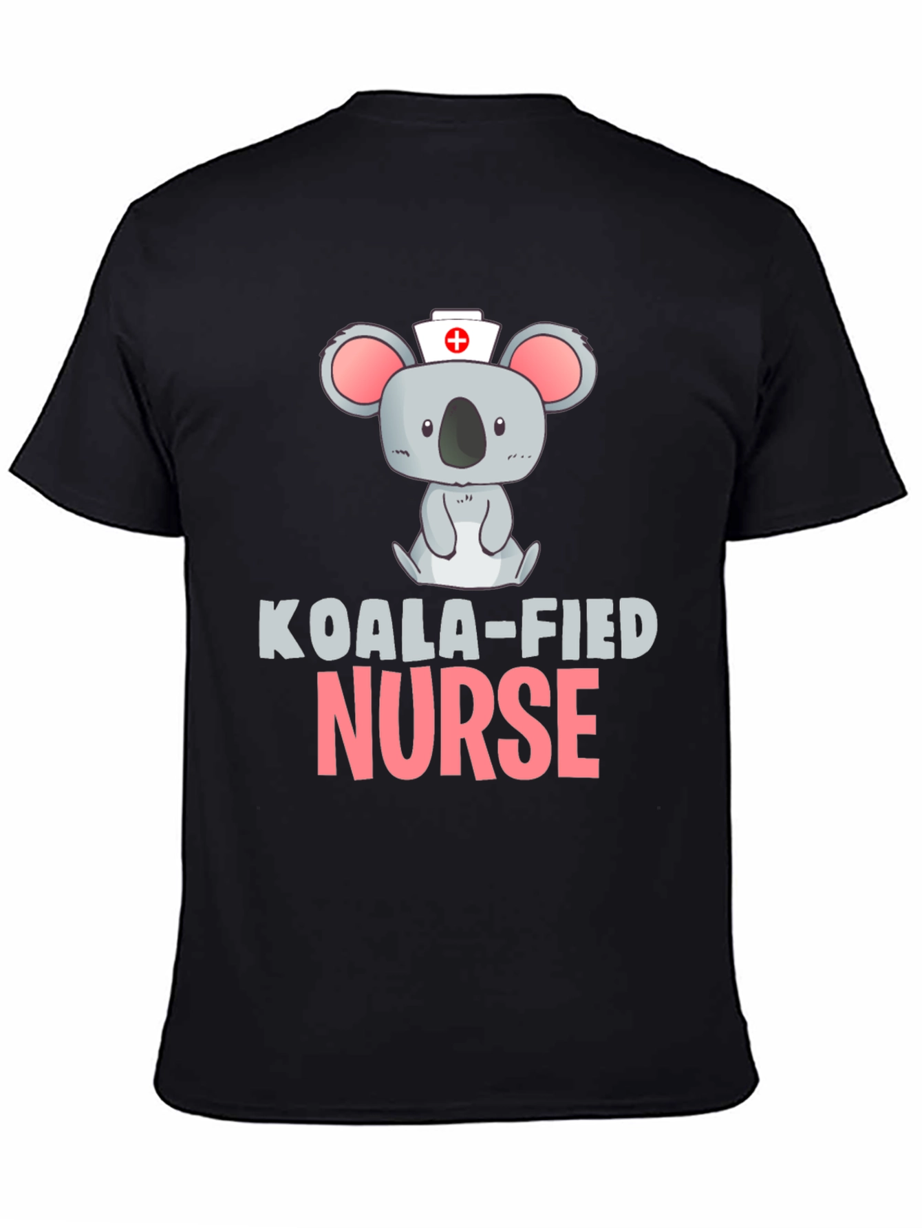 Black Koala-fied Nurse Black T-Shirt view 4
