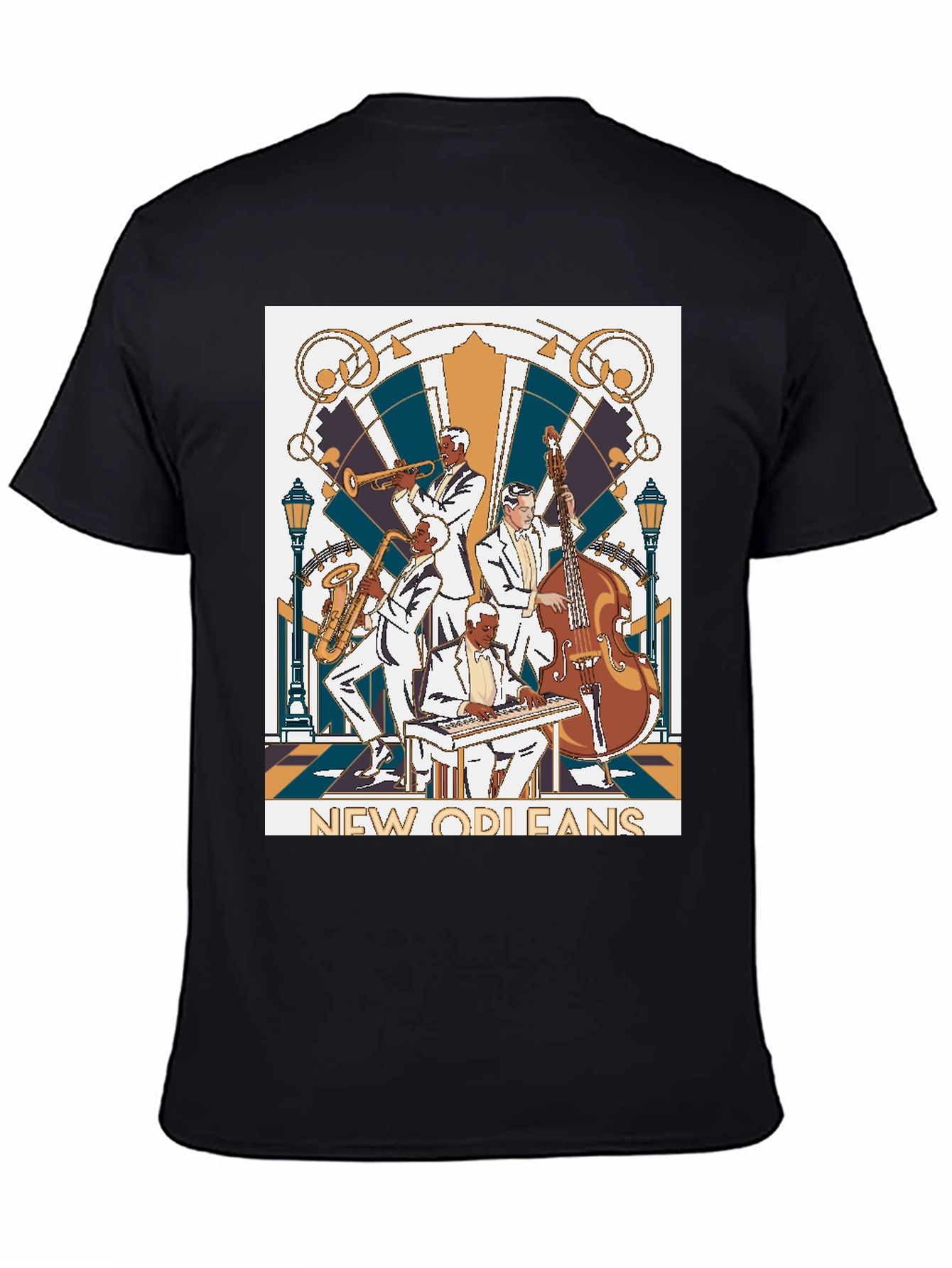 Black New Orleans Jazz Band T-Shirt - Black view 4