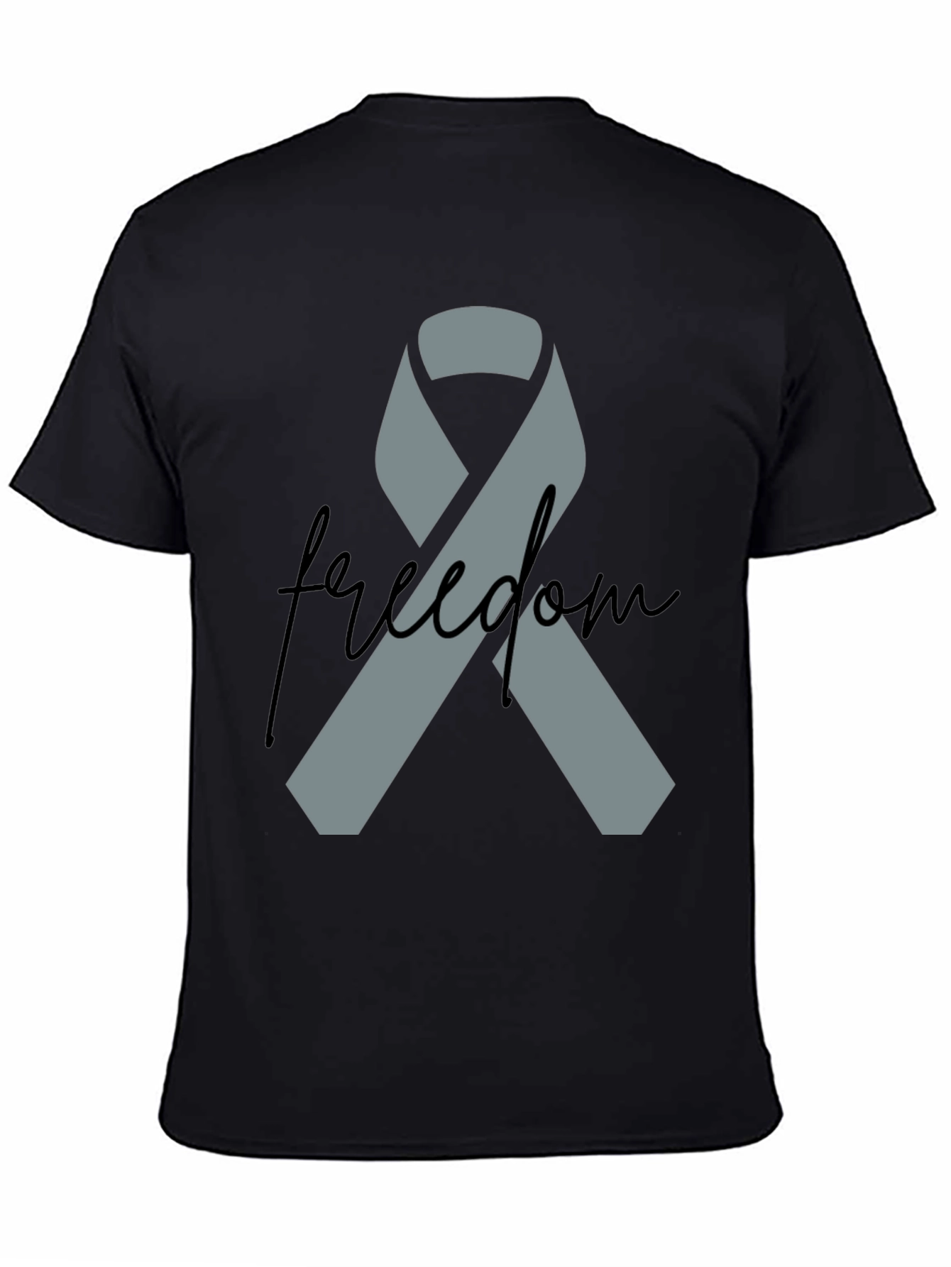 Freedom Ribbon T-Shirt - Grey Ribbon on Black - 4