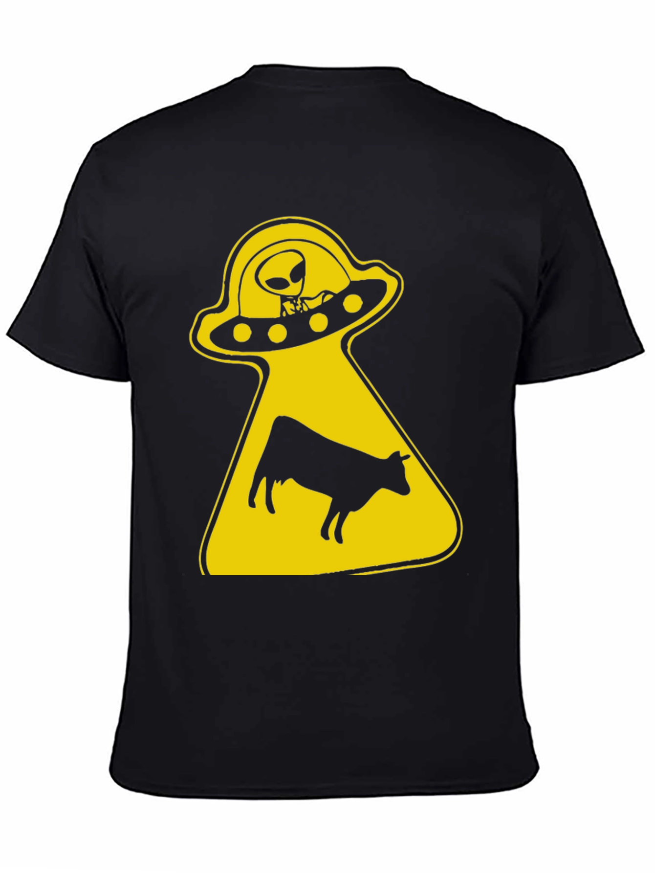 Black Alien Abduction Graphic Tee - Black Cotton T-Shirt view 4