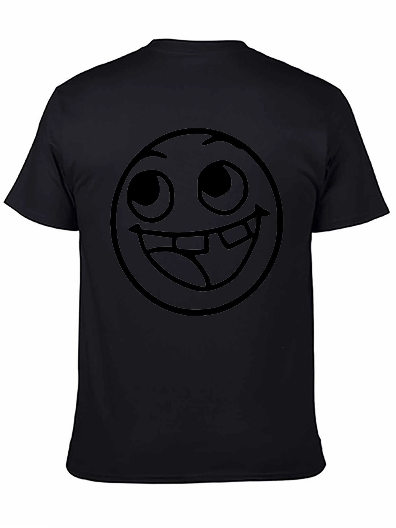 Black Funny Goofy Grin Emoji Black T-Shirt view 4