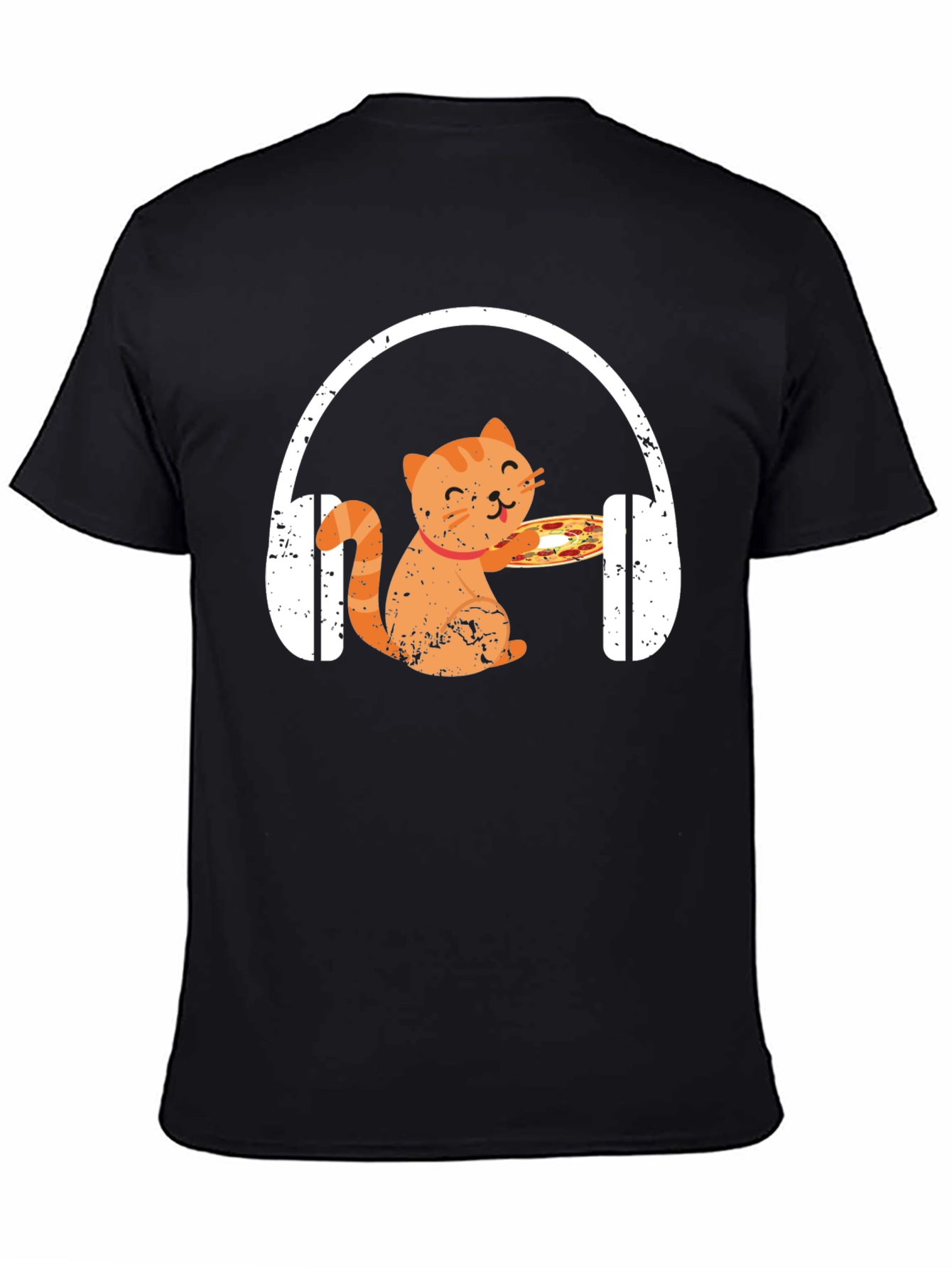 Black Cat Pizza DJ T-Shirt - Music Lover Apparel view 4
