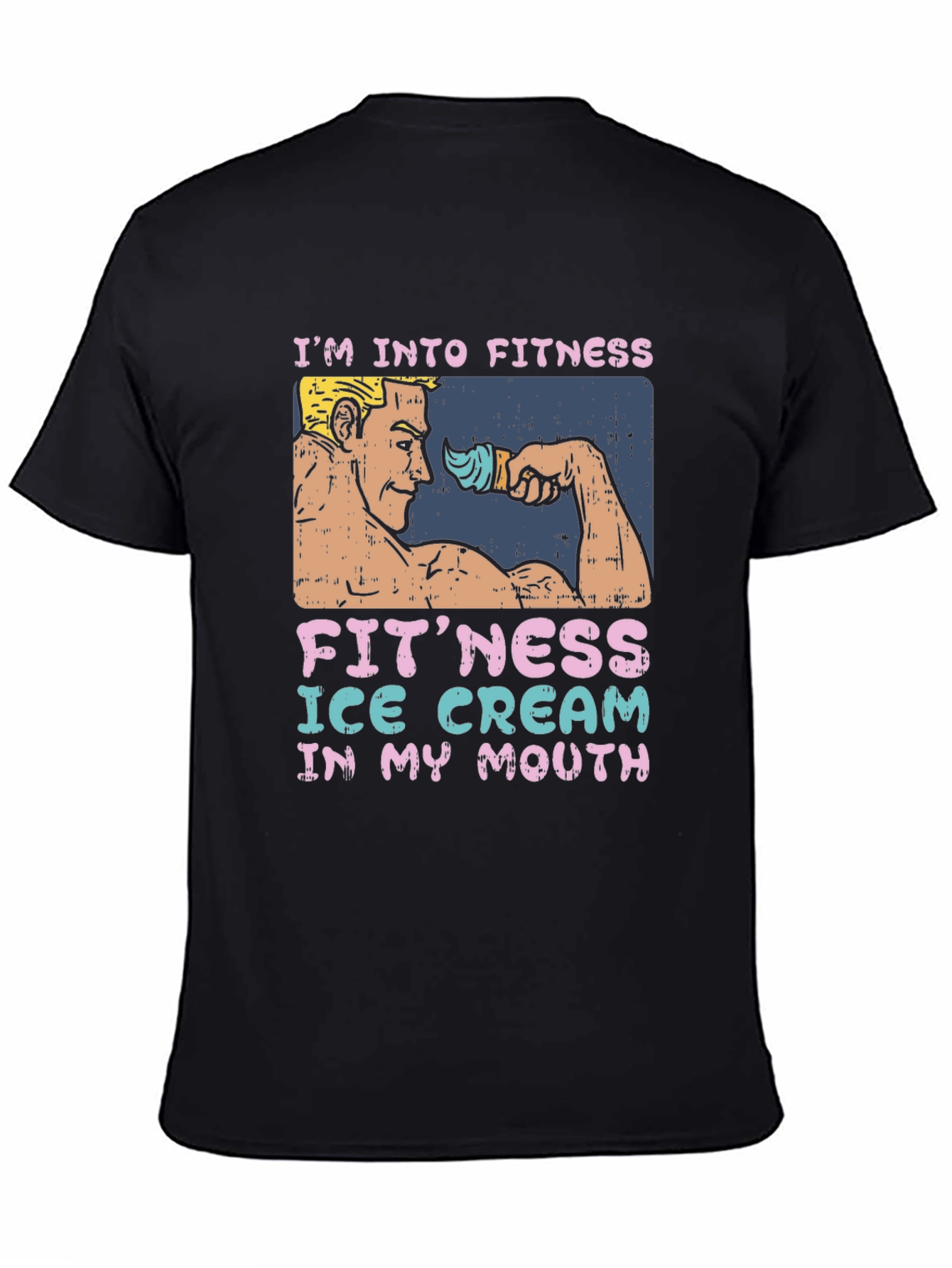 Black Fitness Ice Cream Funny Graphic T-Shirt view 4