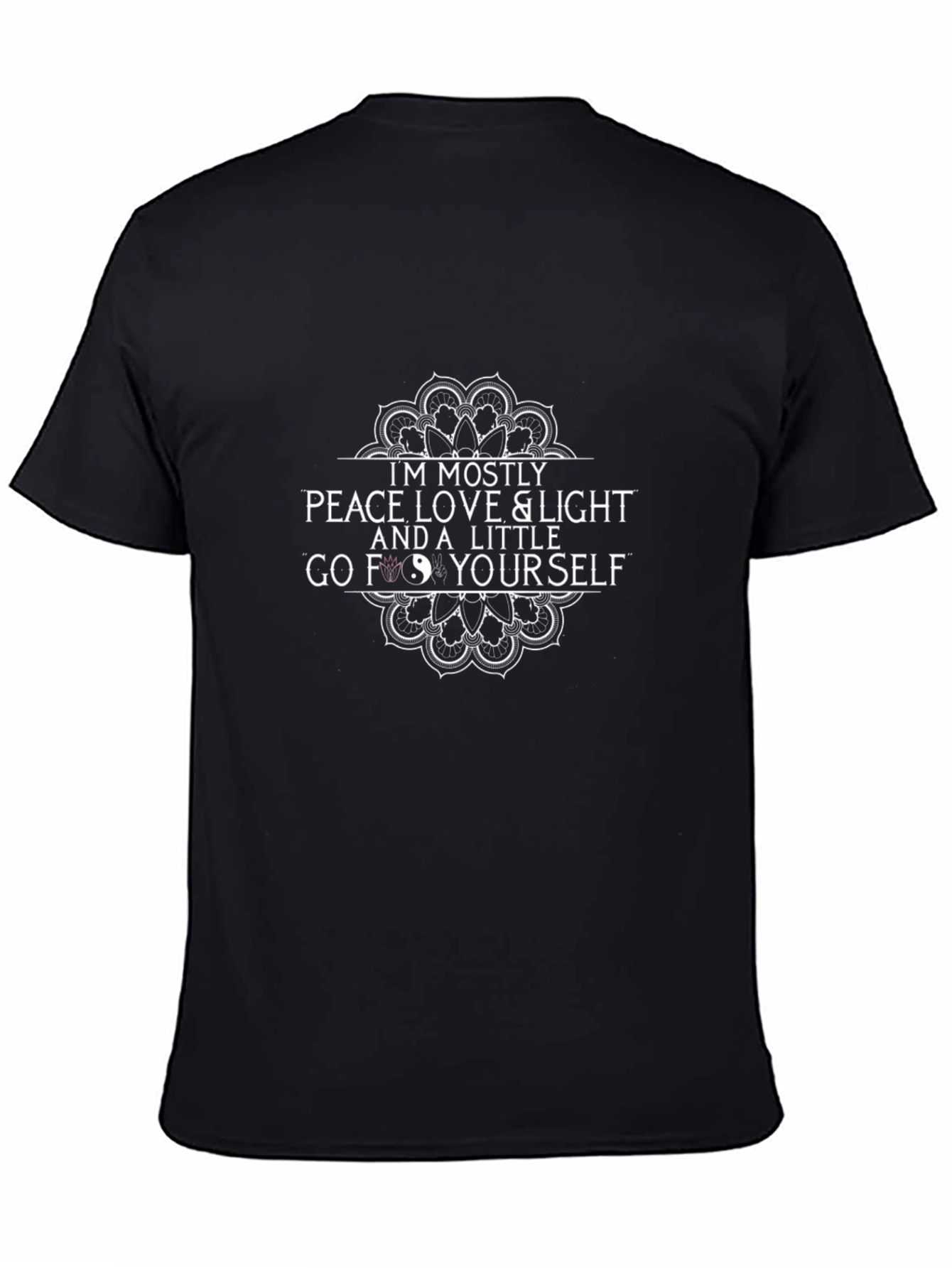 Black Peace Love Light Funny T-Shirt view 4