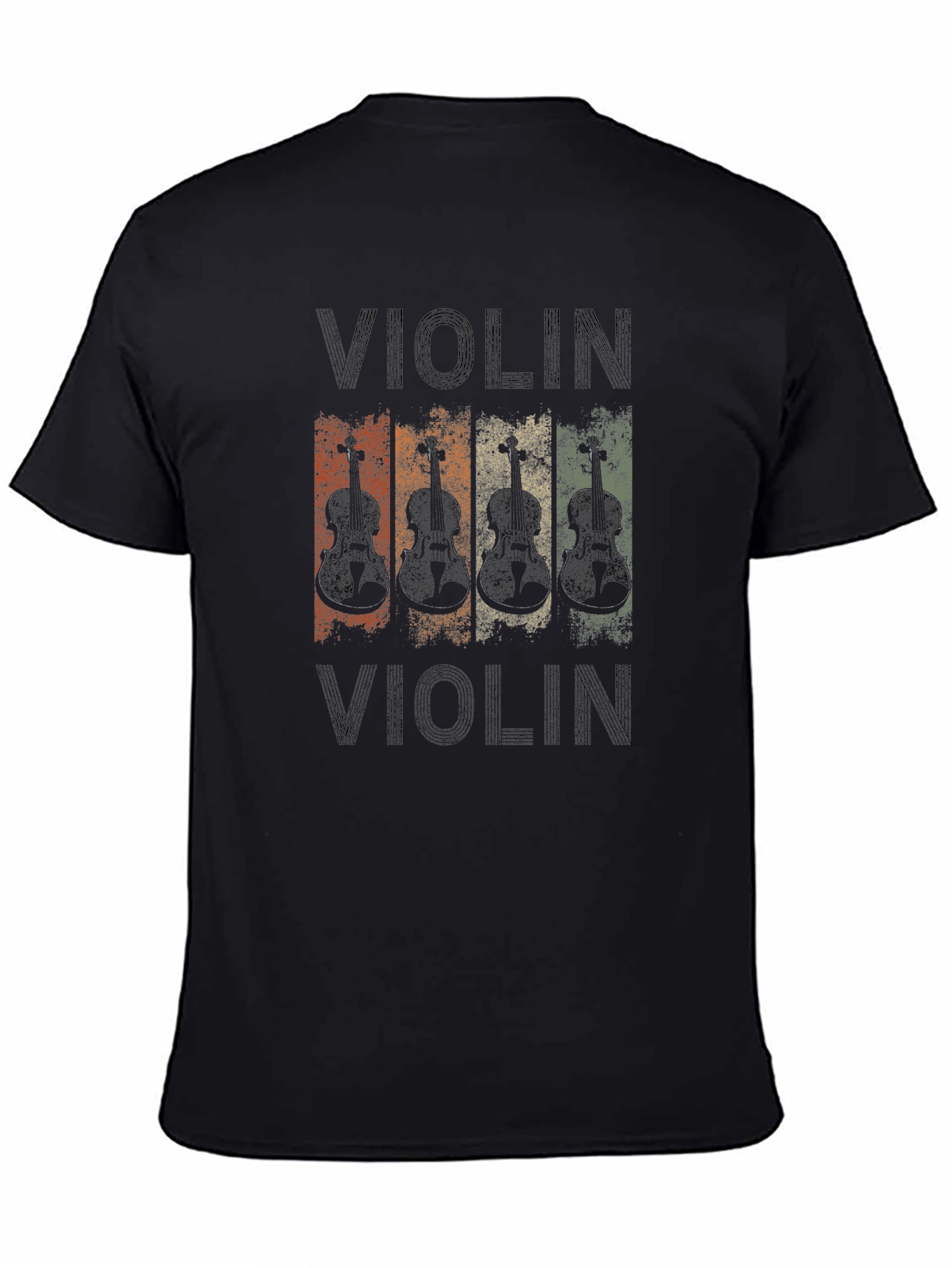 Black Vintage Violin Music Lover T-Shirt view 4