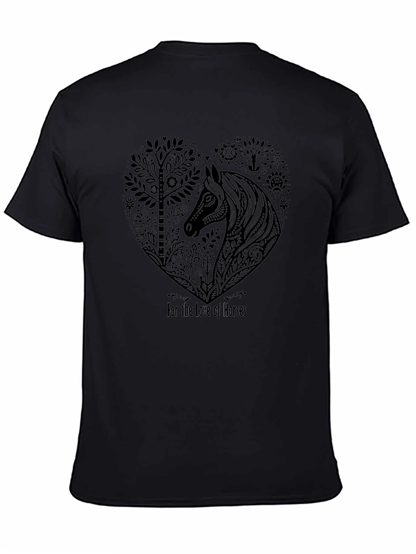Black Horse Lover T-Shirt - Heart Design view 4