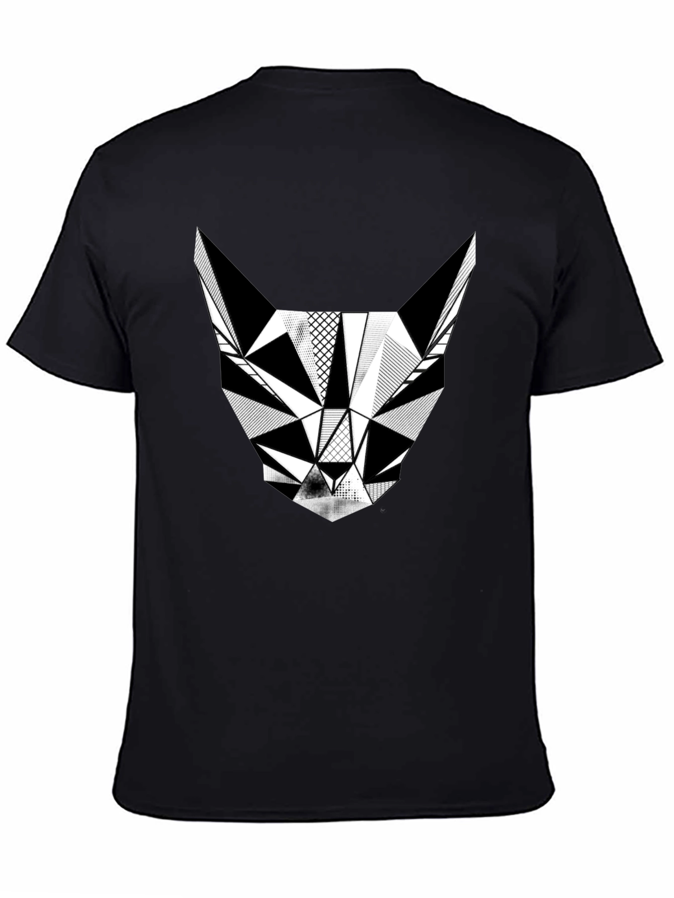 Black Geometric Cat T-Shirt - Modern Graphic Tee view 4