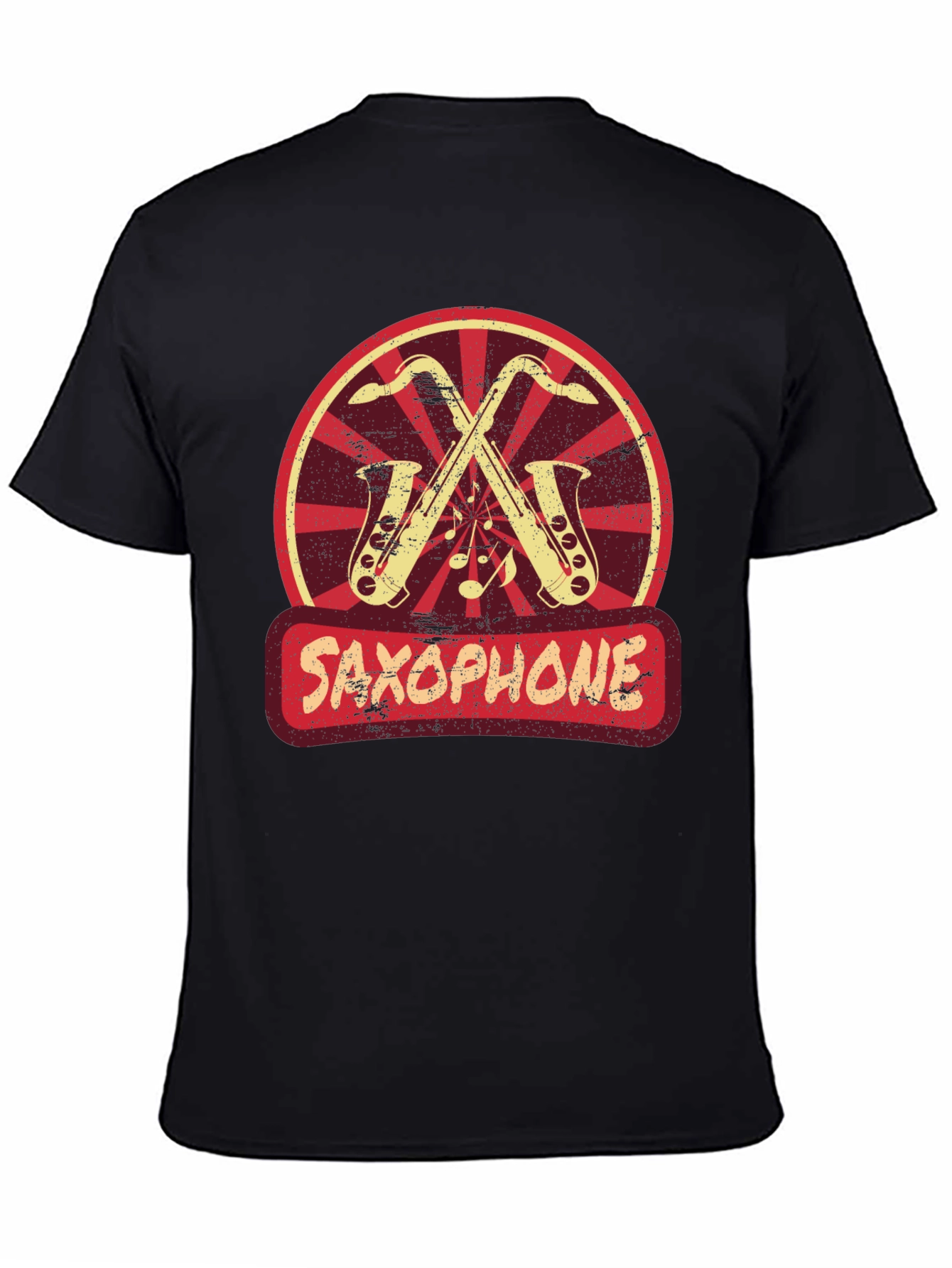 Black Saxophone Music T-Shirt Vintage Style view 4