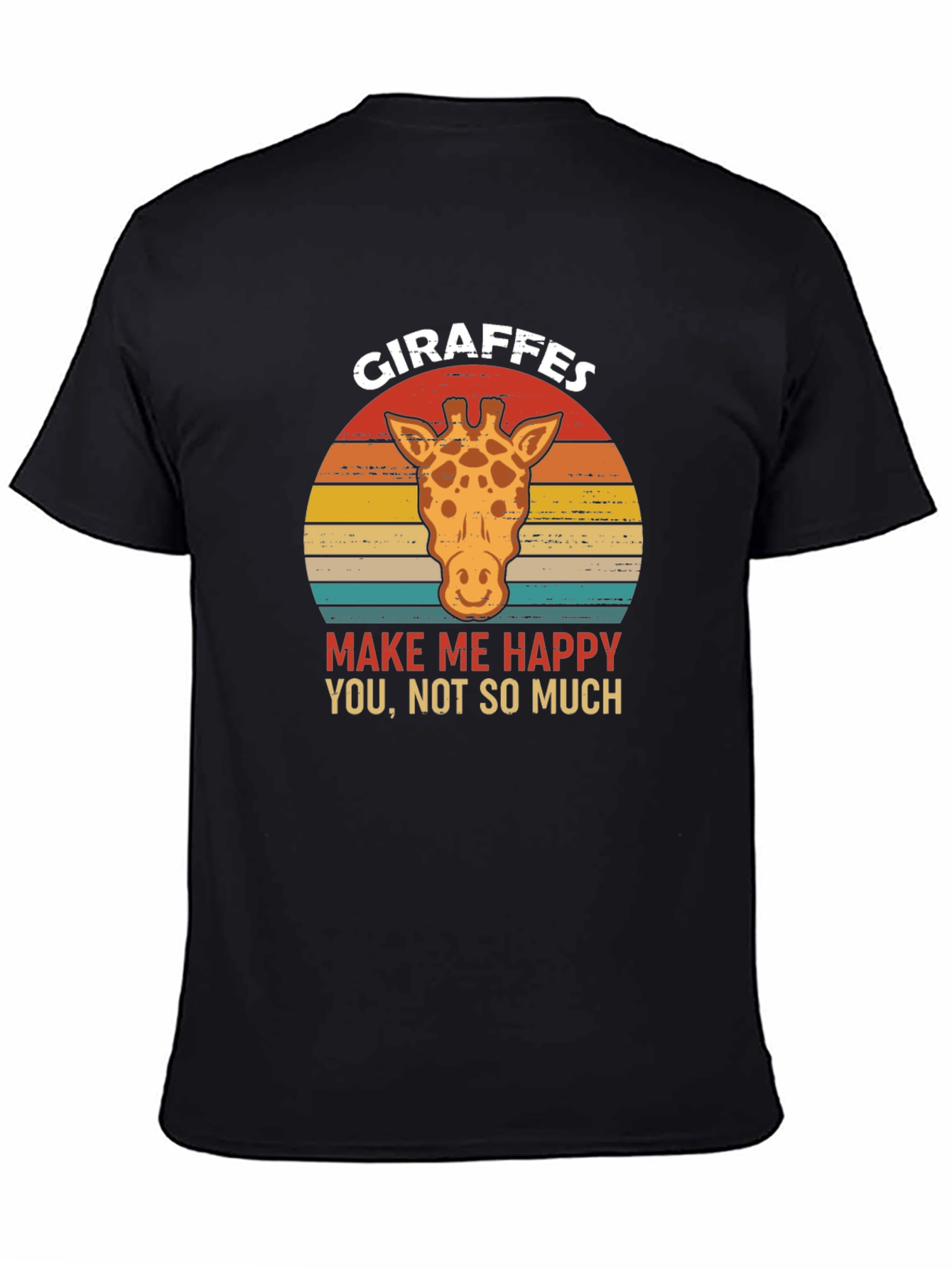 Black Giraffe Happy Graphic T-Shirt: Unisex Crew Neck Tee view 4