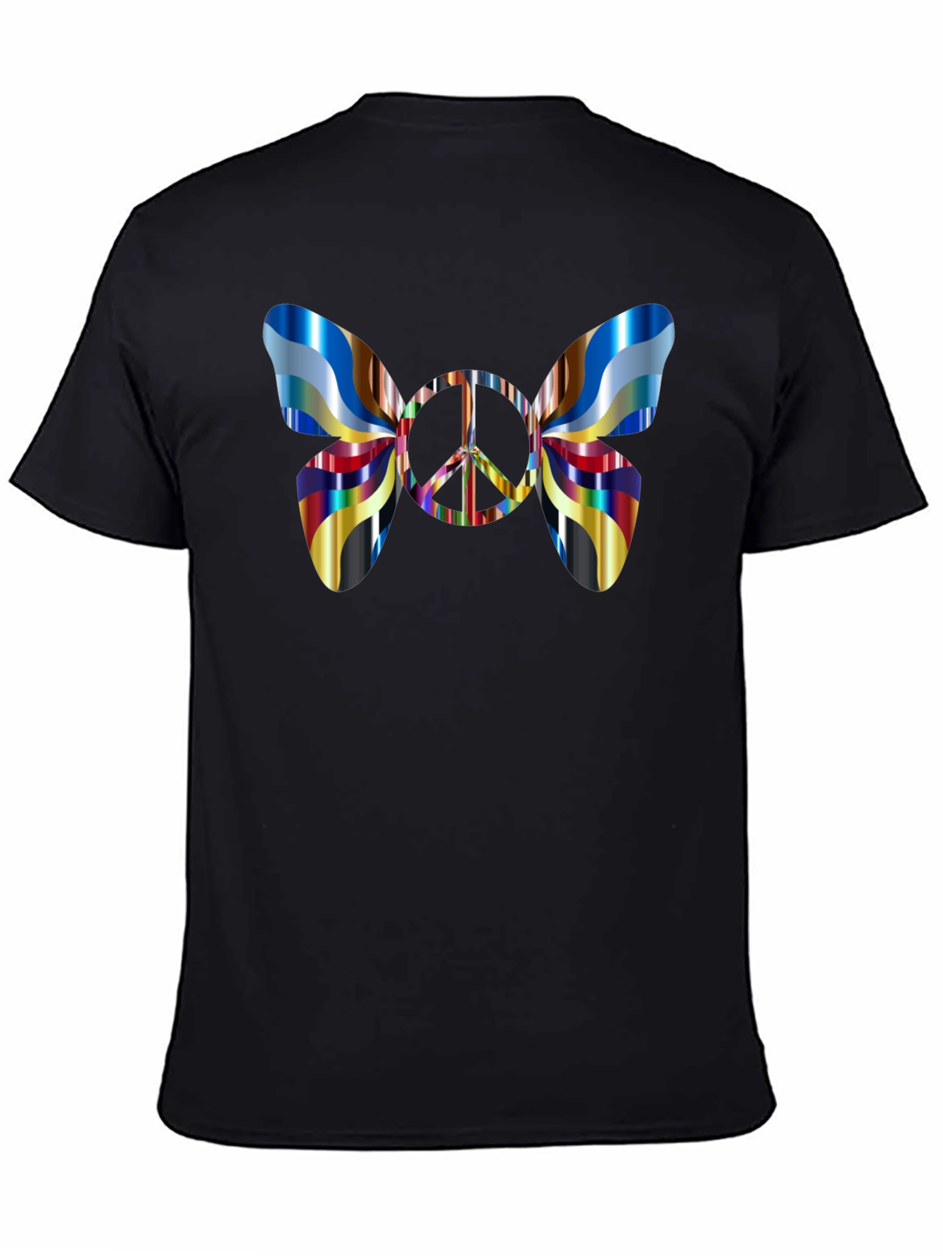 Black Peace Butterfly Graphic Tee - Stylish Men's Black T-Shirt view 4