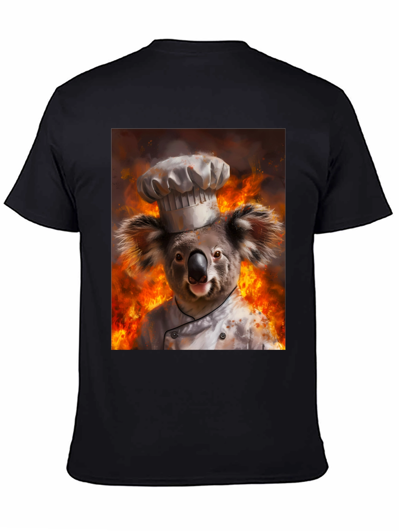 Black Chef Koala T-Shirt - Fiery Kitchen Design view 4