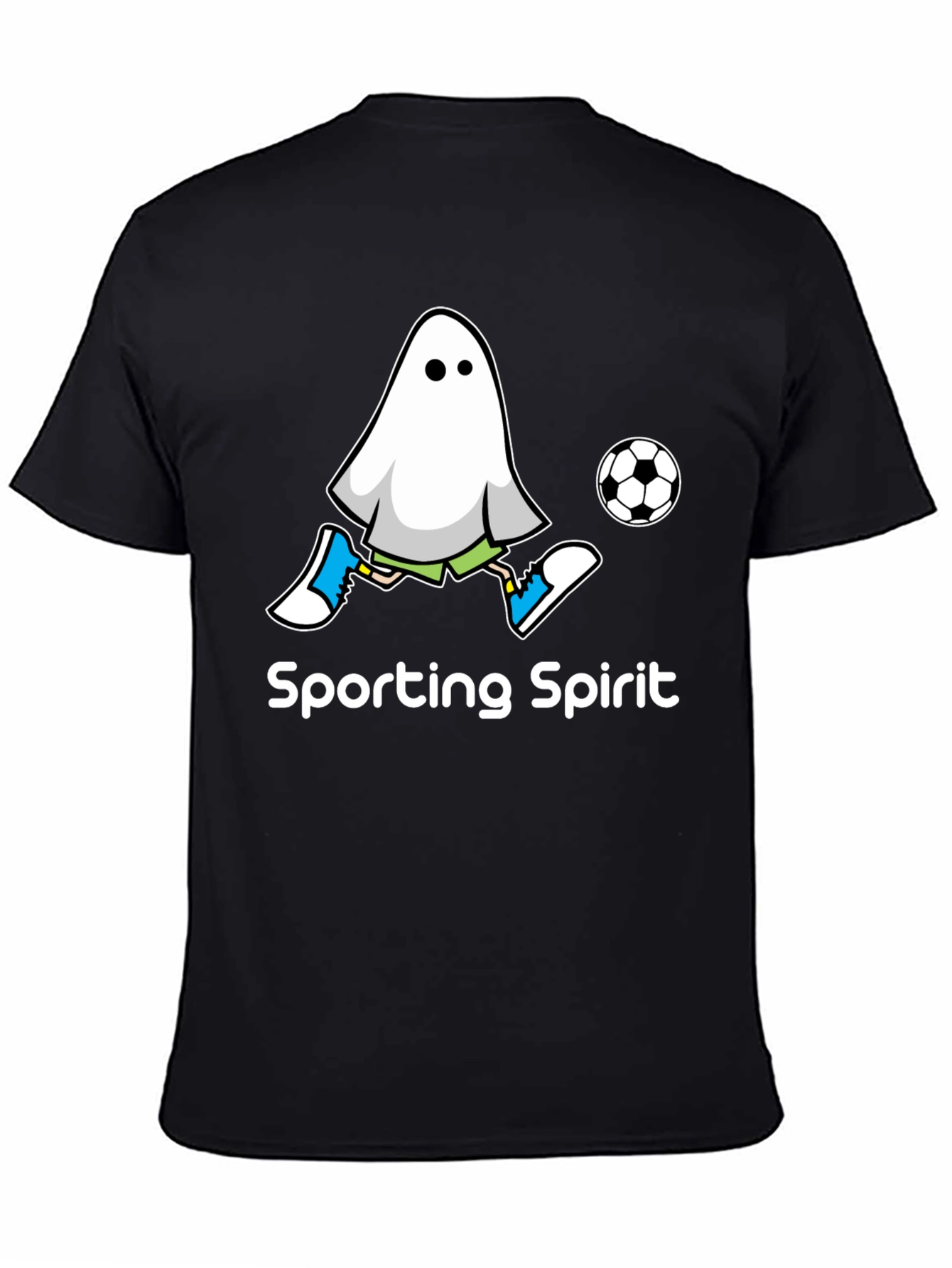 Black Sporting Spirit Ghost Soccer T-Shirt view 4