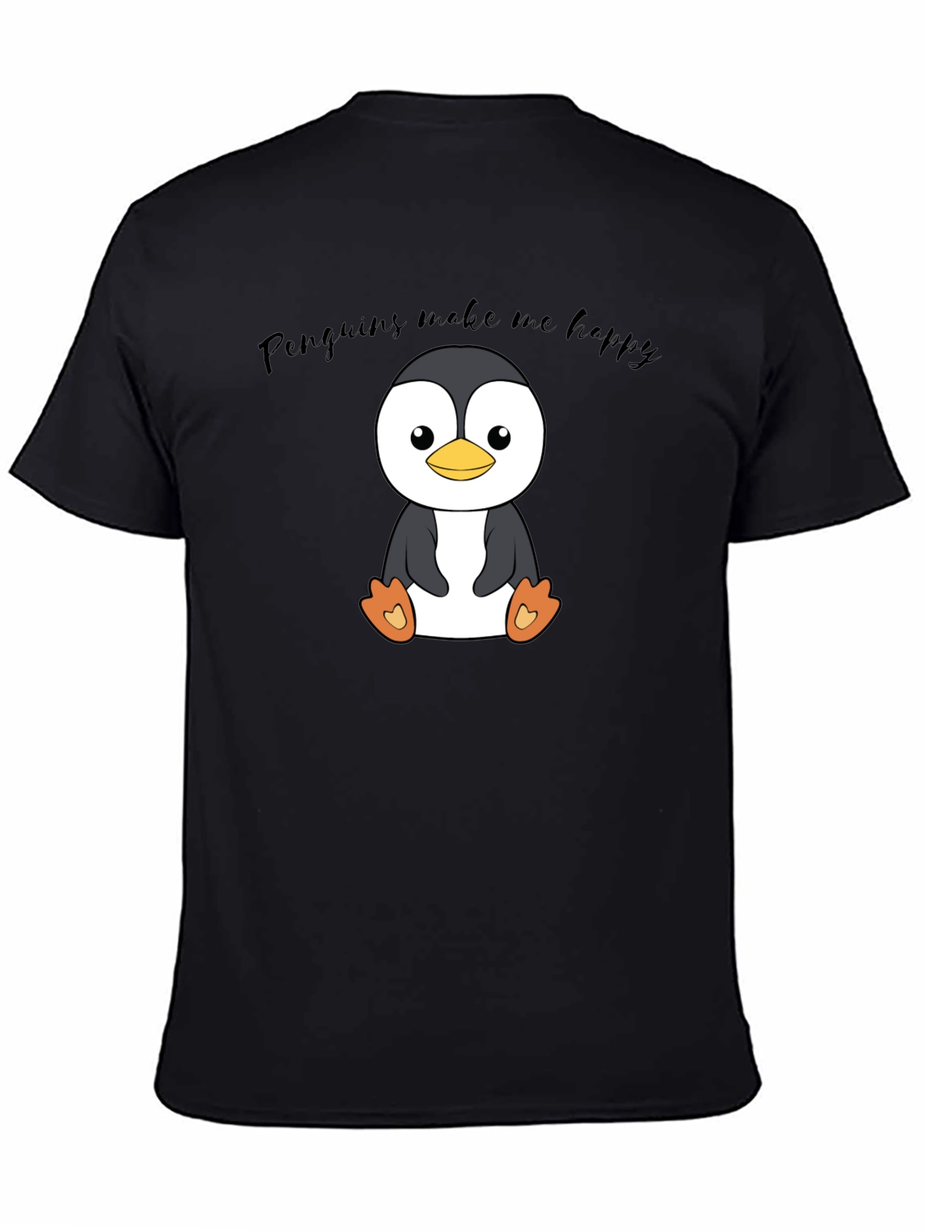 Black Penguin Lover's Black T-Shirt view 4