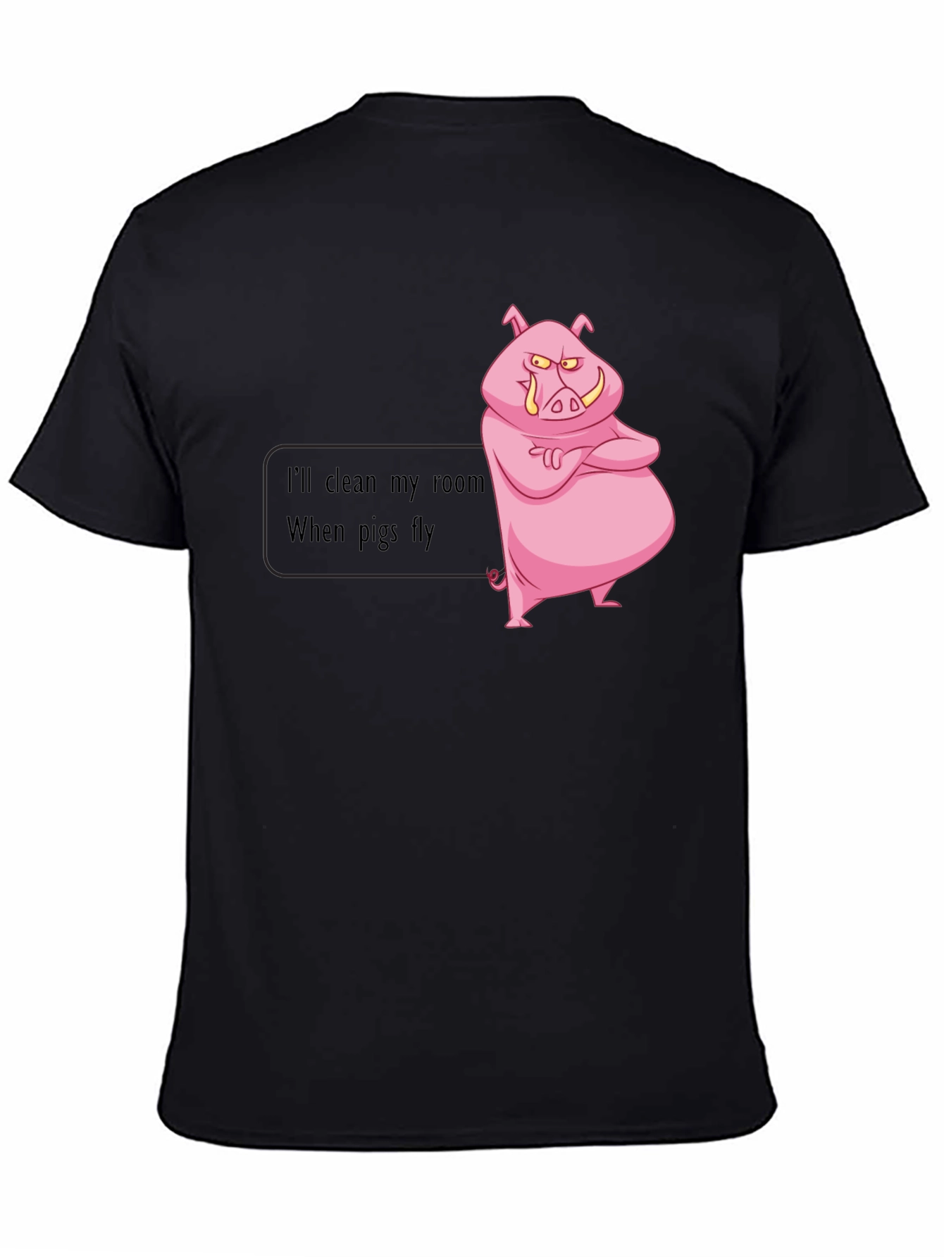 Black Funny "When Pigs Fly" Graphic Tee view 4