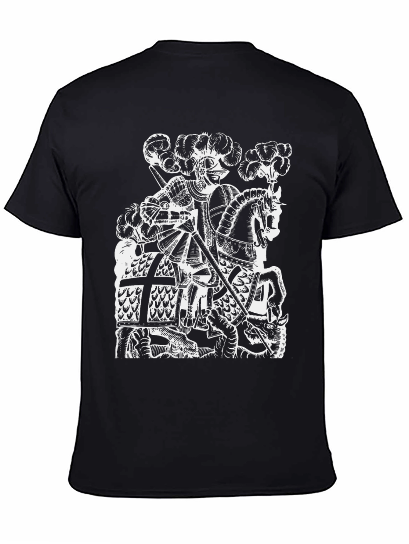 Black Medieval Knight Dragon Slayer Graphic Tee view 4