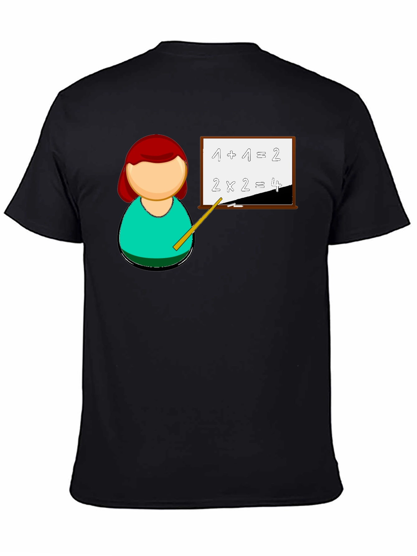 Black Math Teacher T-Shirt - Unique Cartoon Design view 4