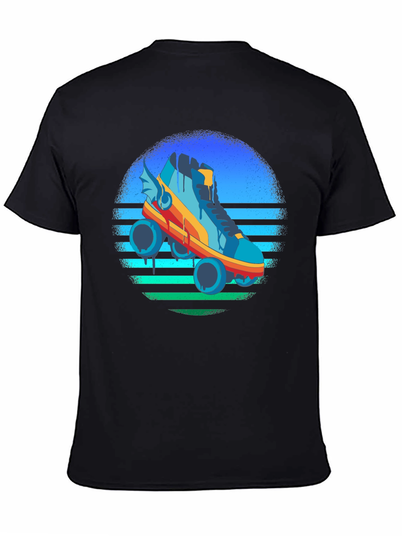 Black Retro Roller Skate Graphic Tee - Cool & Unique Design view 4