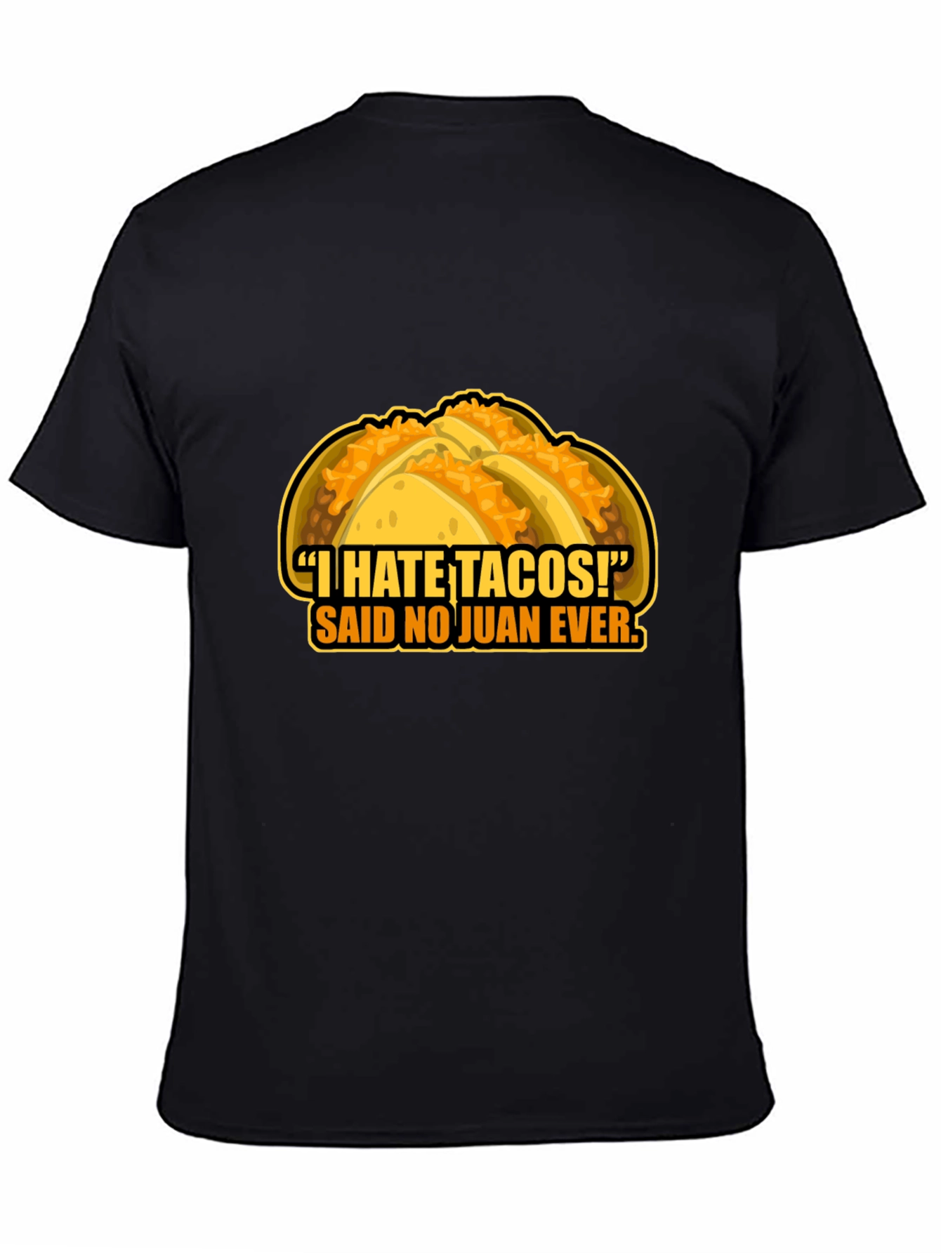 Black Funny 'I Hate Tacos!' Graphic Print T-Shirt view 4