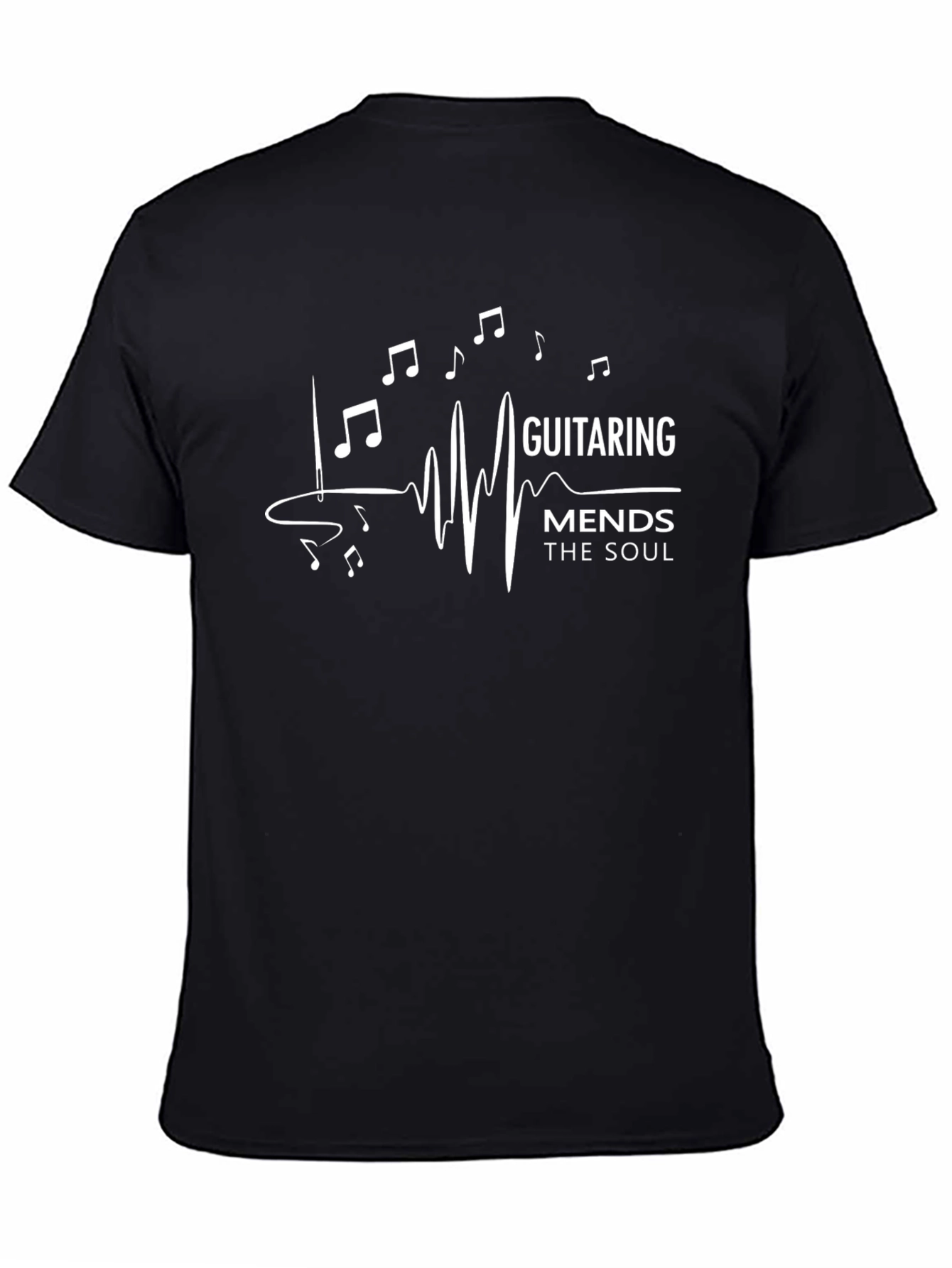Black Guitar Music Graphic Men's T-Shirt view 4